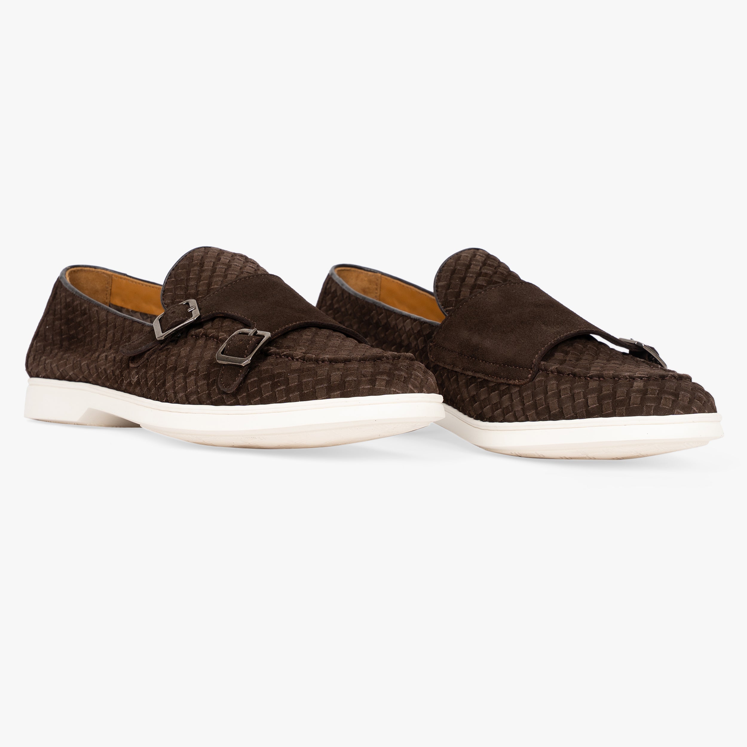 Calce Gevlochten Dubbele Gesp Loafer Bruin | Cosimo