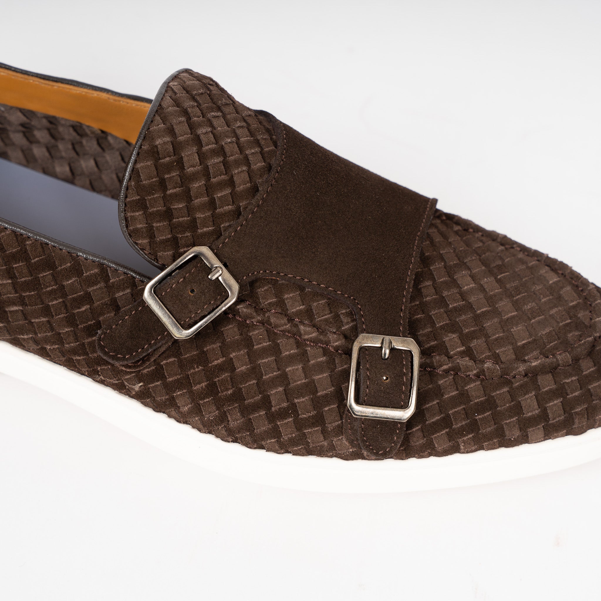 Calce Gevlochten Dubbele Gesp Loafer Bruin | Cosimo