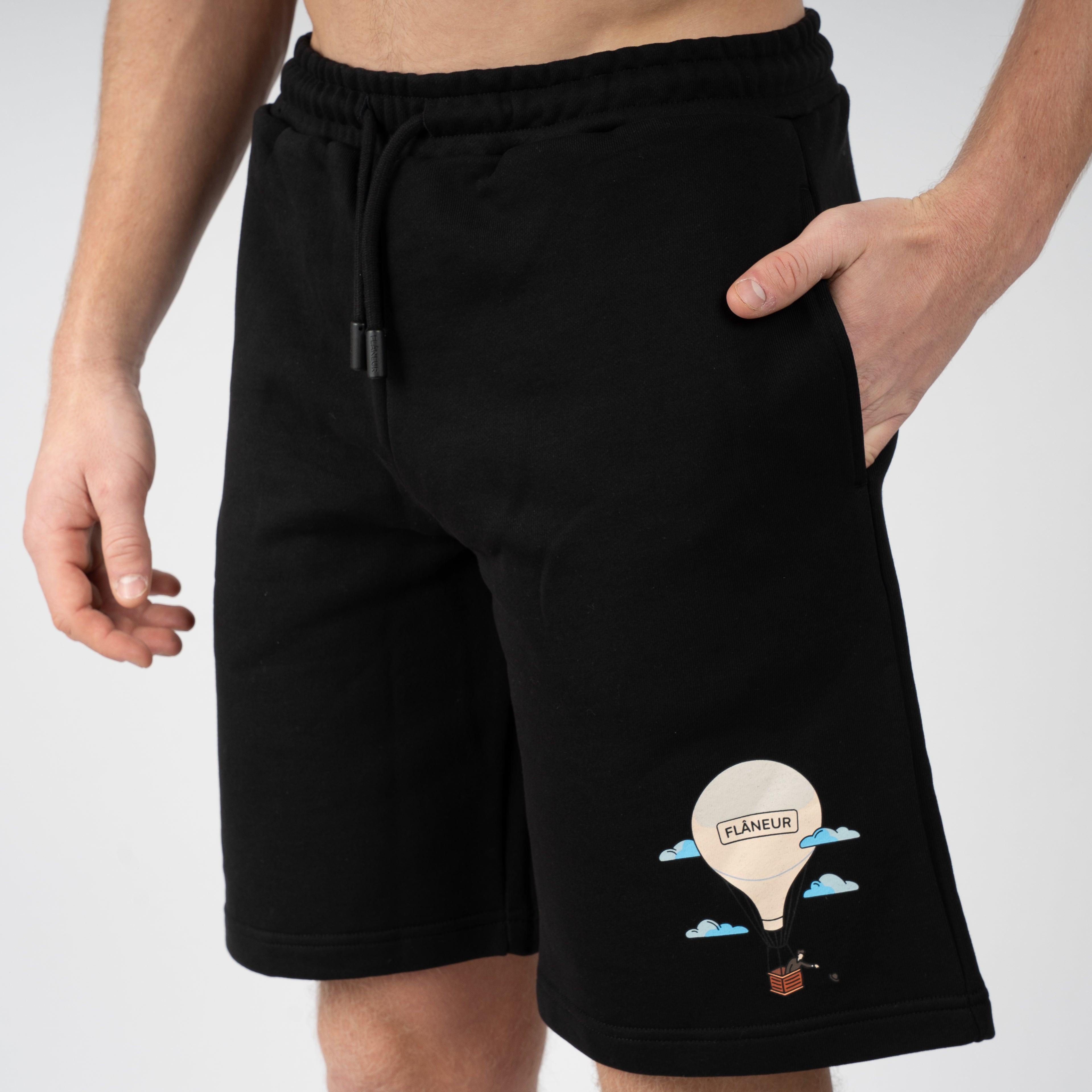 Flaneur Korte Joggingbroek Zwart | Aéronautique