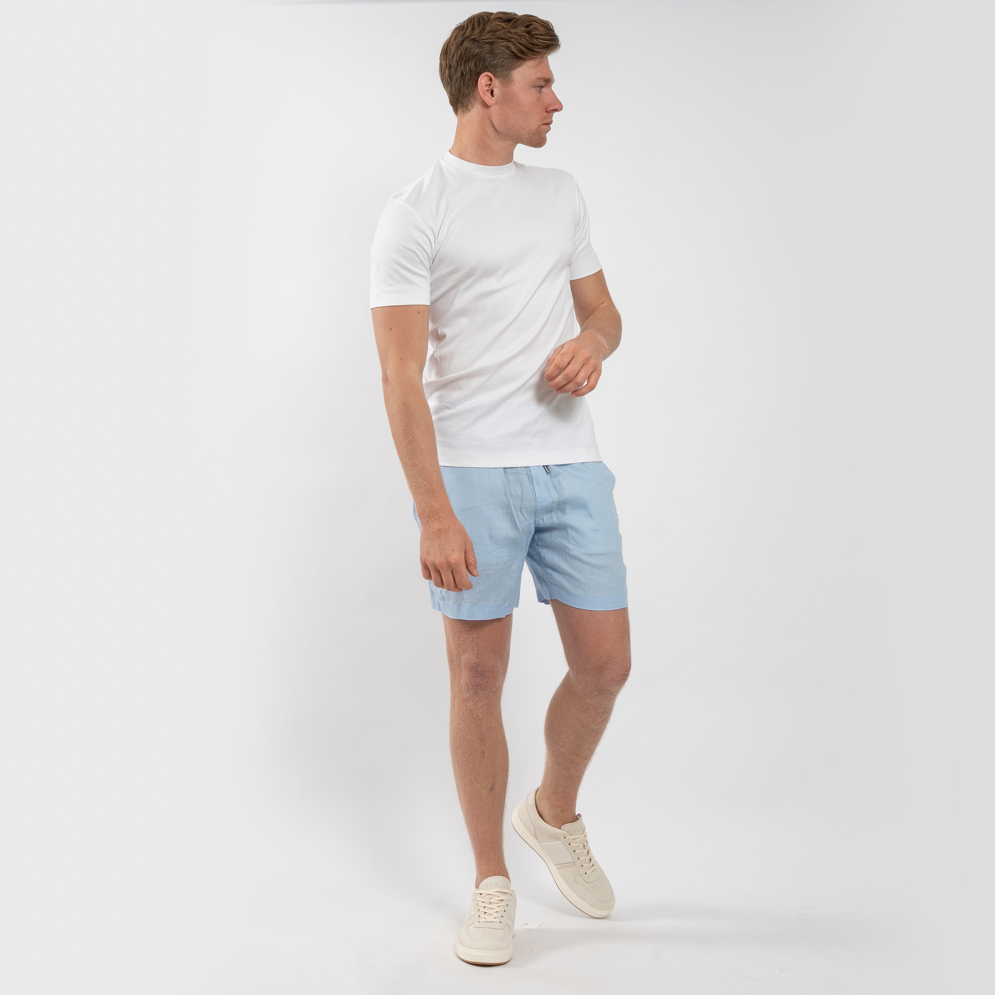 Ralph Lauren Linnen Korte Broek Lichtblauw | Prepster