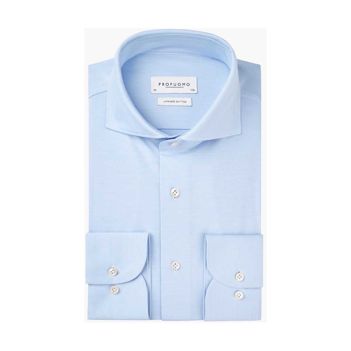 Profuomo Overhemd Japanese knitted lichtblauw