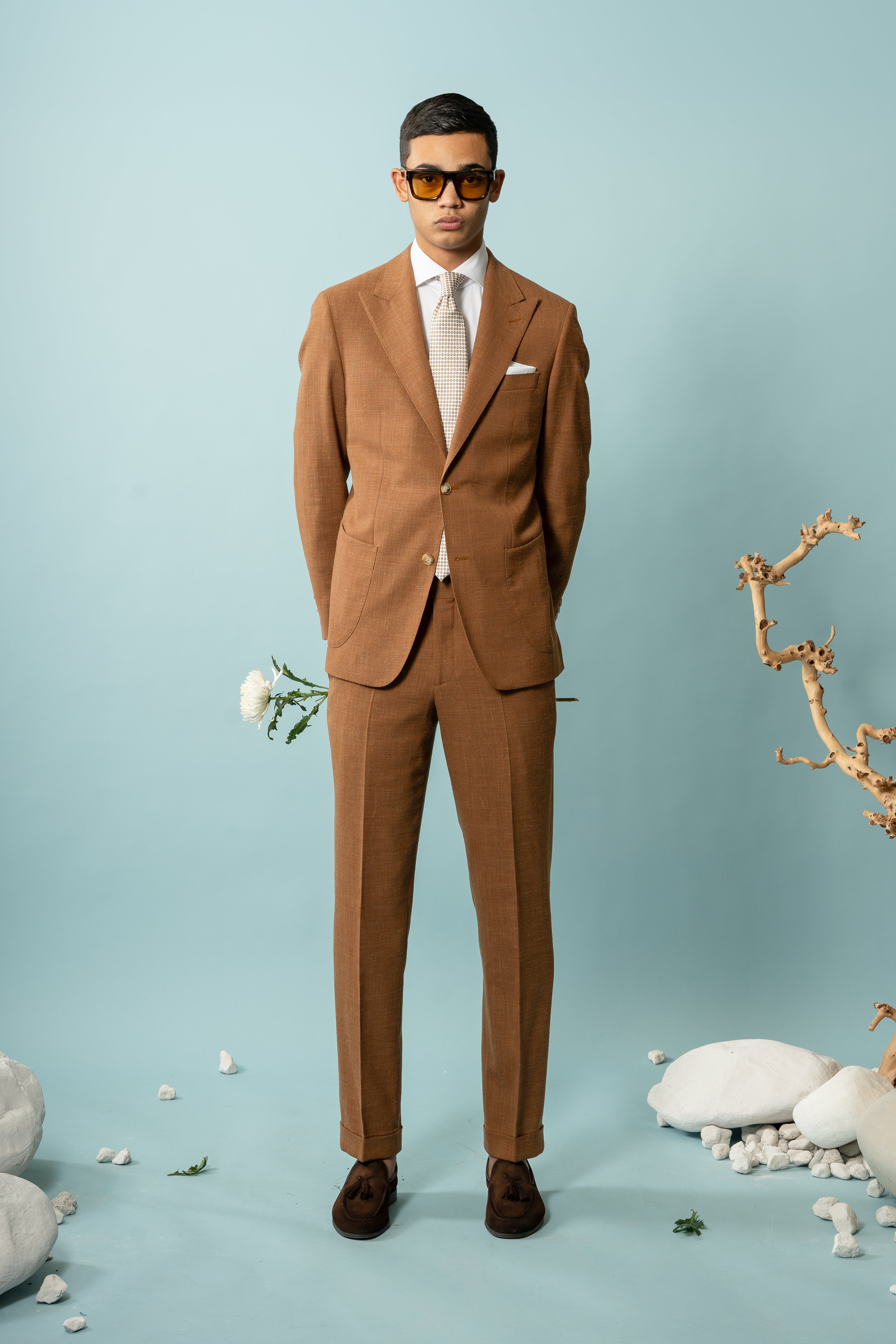 Munro Linnen Kostuum Camel | Paulo Oliveira