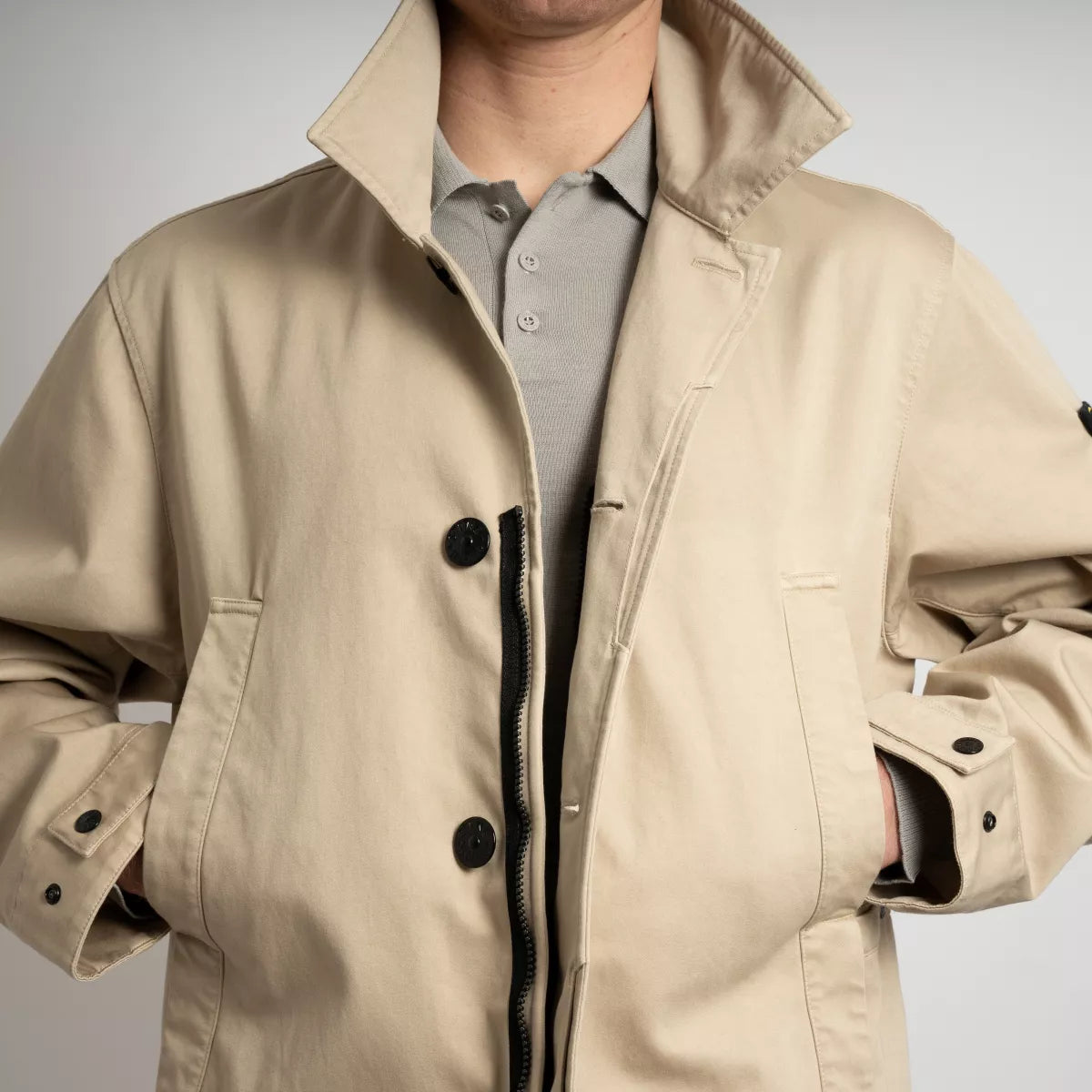 Stone Island Trench Coat Zand | Raso Gommato