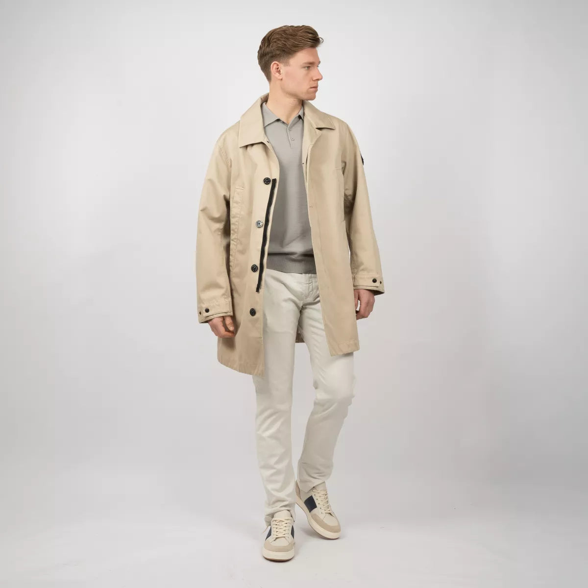 Stone Island Trench Coat Zand | Raso Gommato