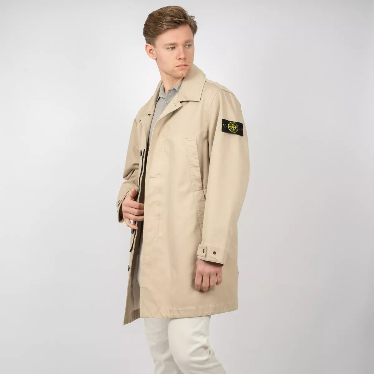 Stone Island Trench Coat Zand | Raso Gommato