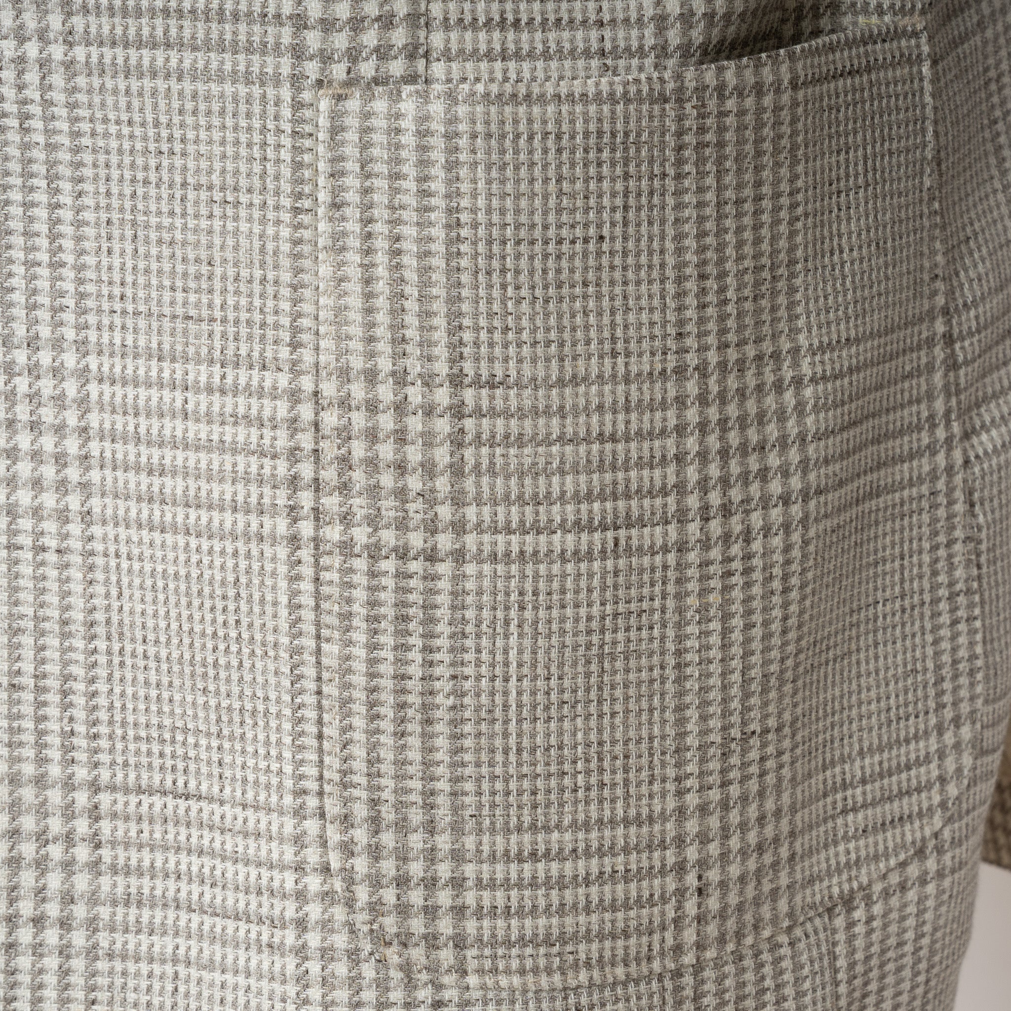 Luigi Bianch Colbert Beige Geruit | Linnen & Cotton