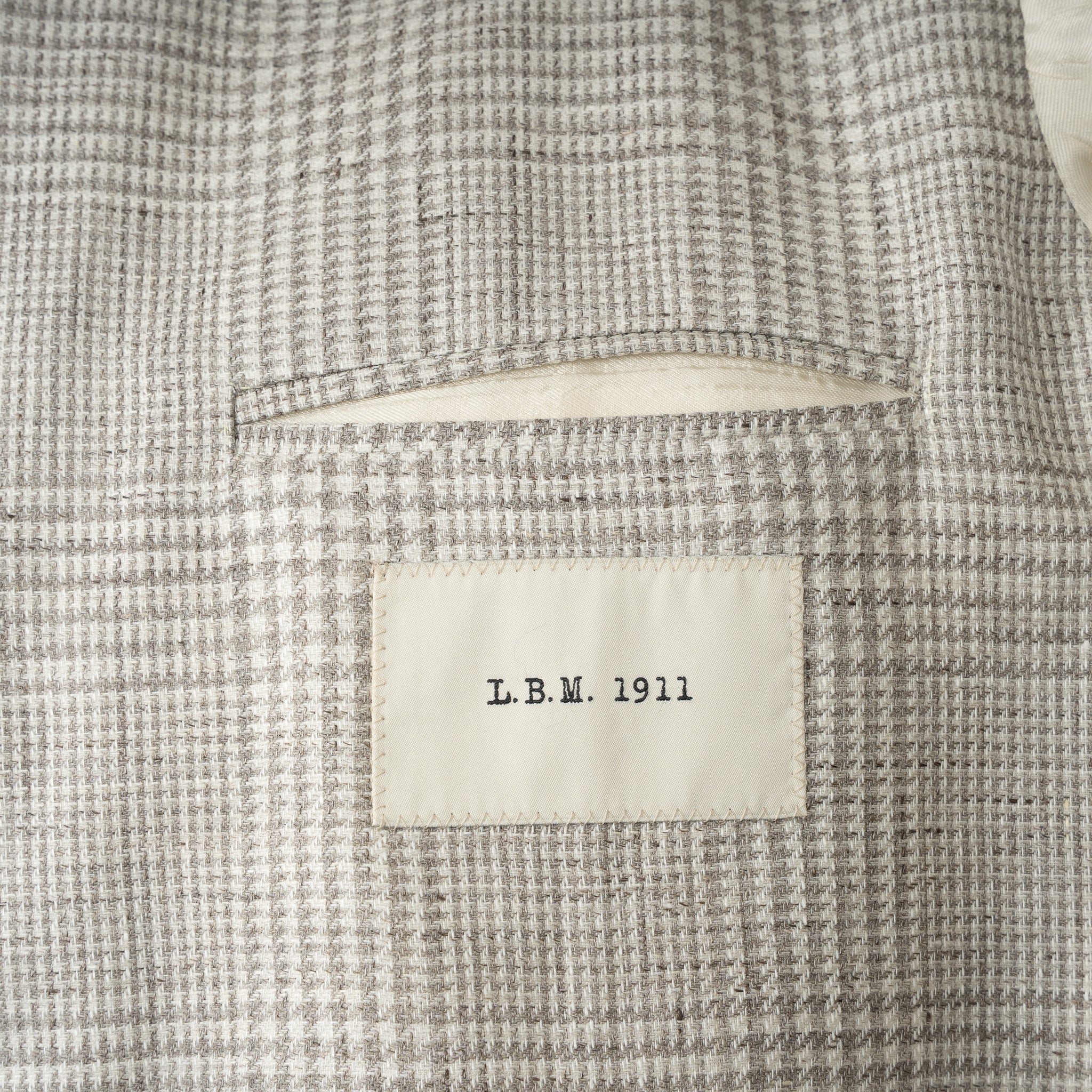 Luigi Bianch Colbert Beige Geruit | Linnen & Cotton