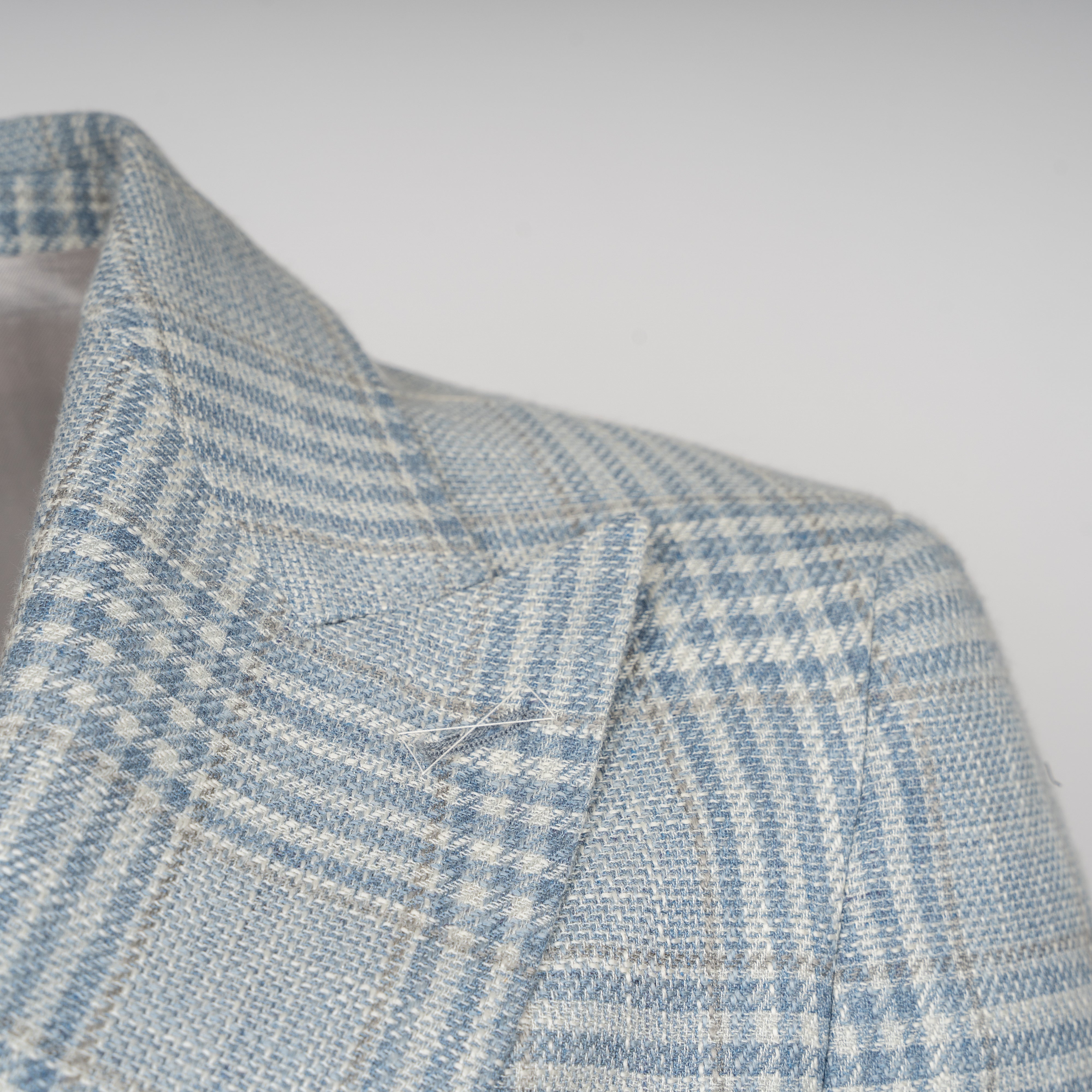 Munro Colbert Lichtblauw Geruit | Loro Piana Softime