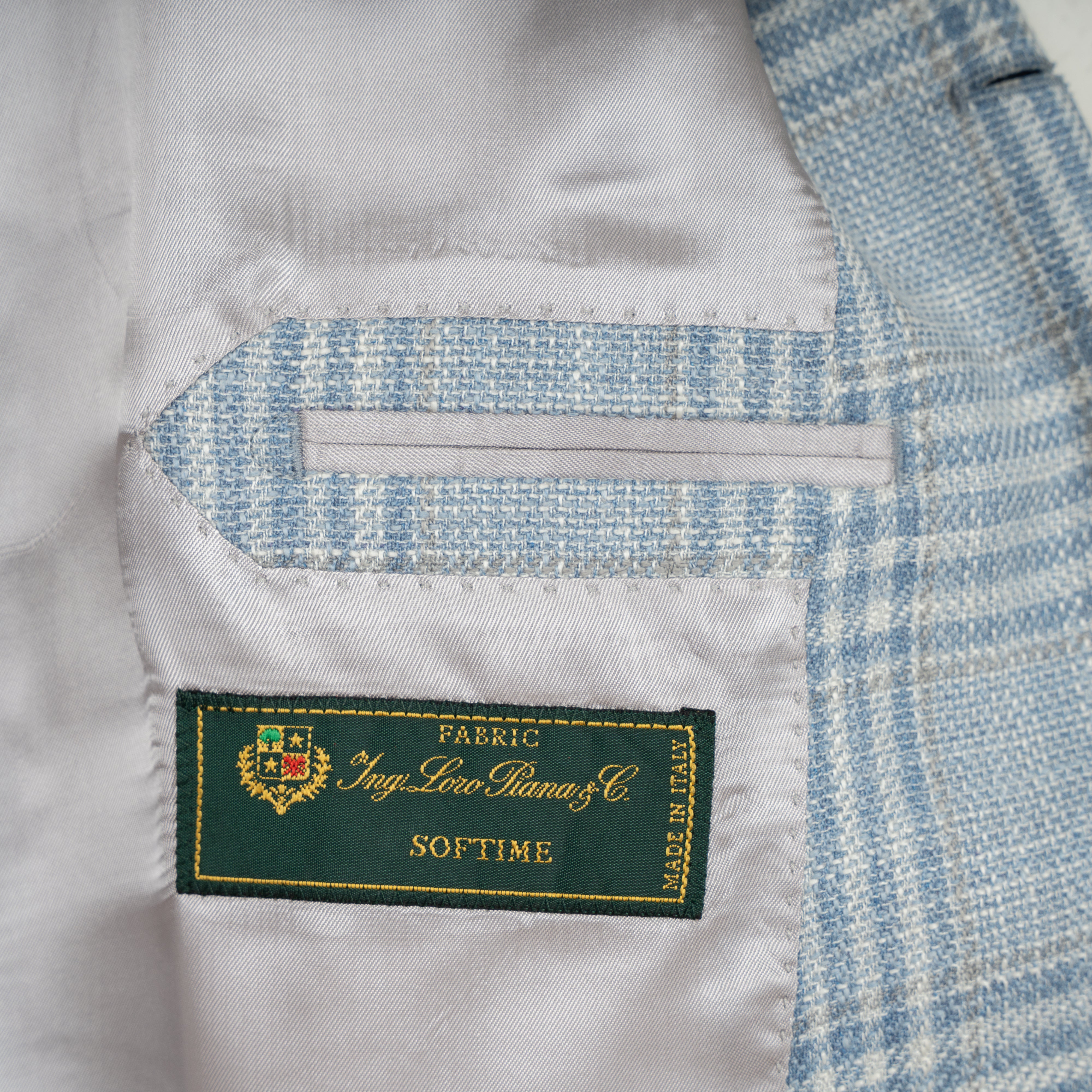 Munro Colbert Lichtblauw Geruit | Loro Piana Softime