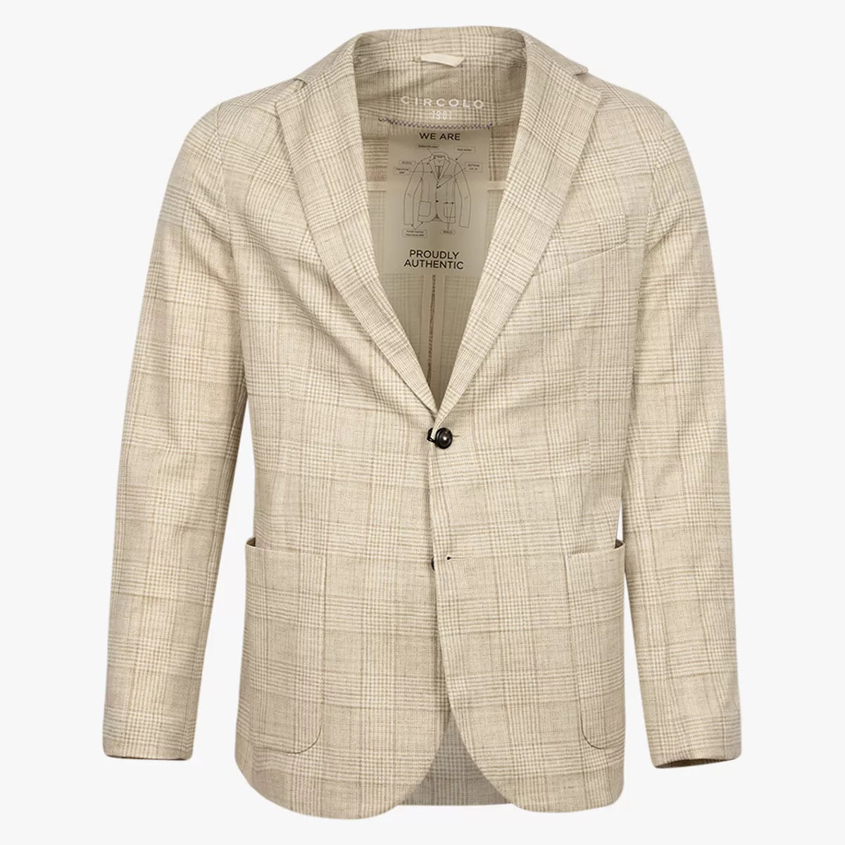 CIRCOLO Colbert Beige Geruit | Easy Jacket