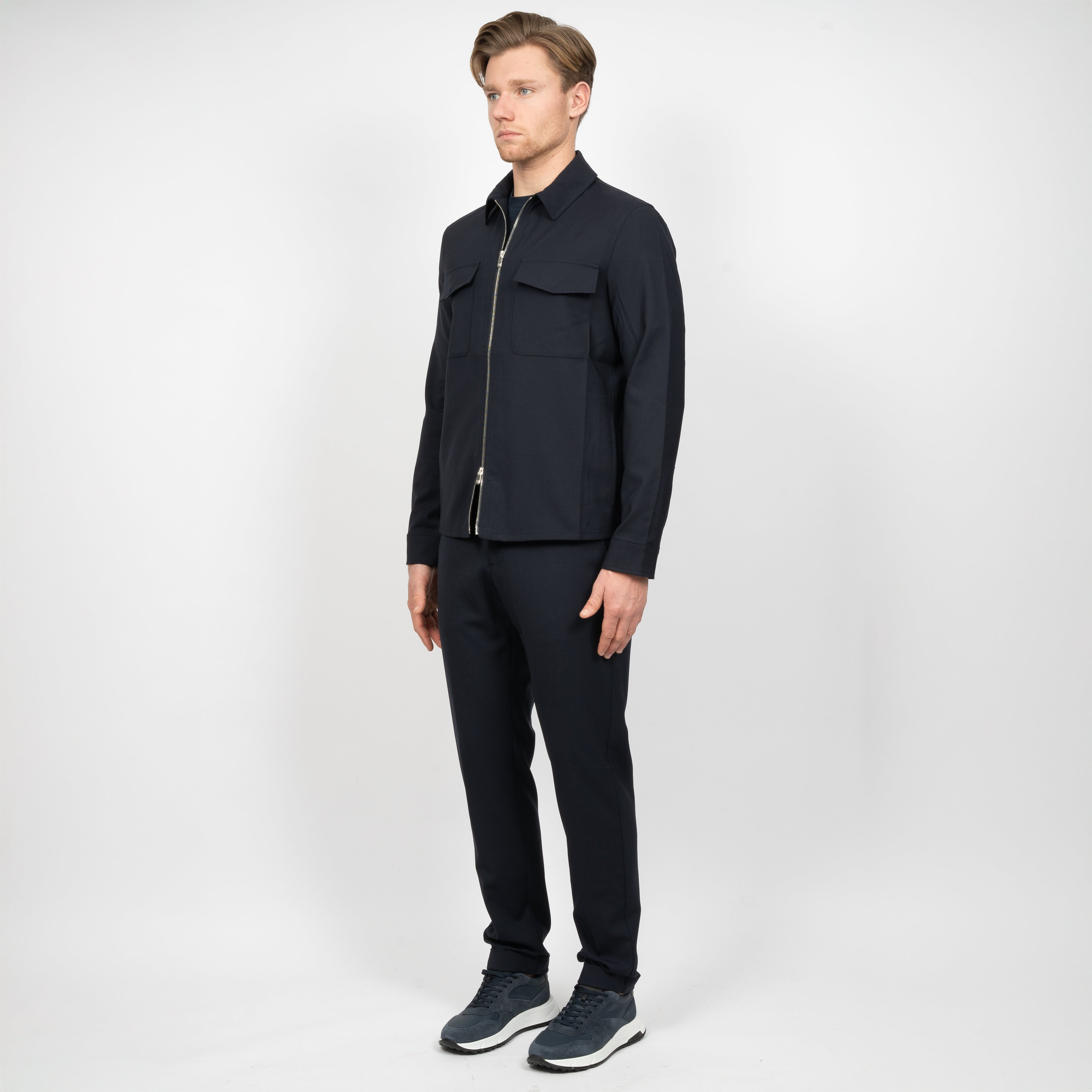 Overshirt en pantalon donkerblauw set
