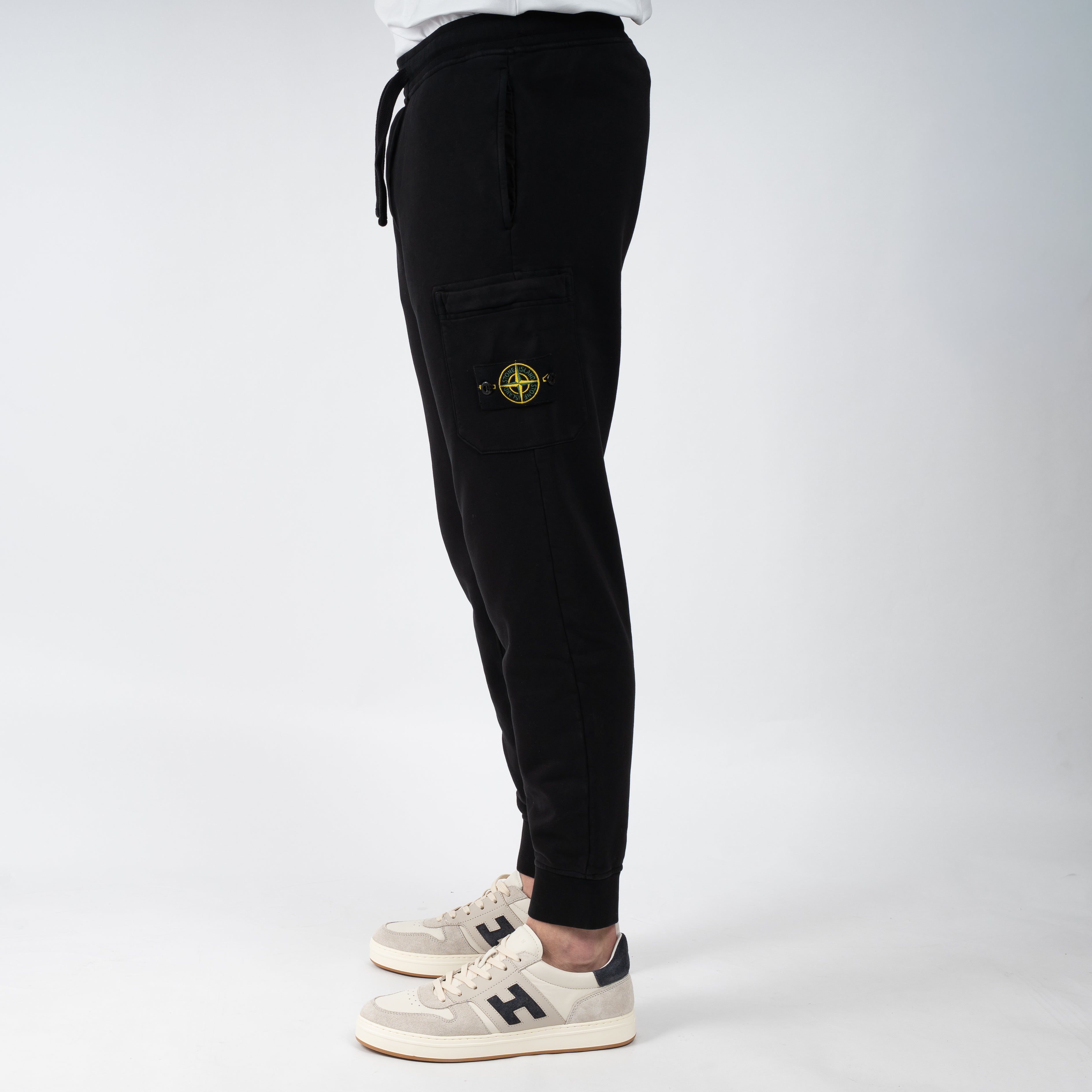 Stone Island Joggingbroek Zwart | Cotton Fleece
