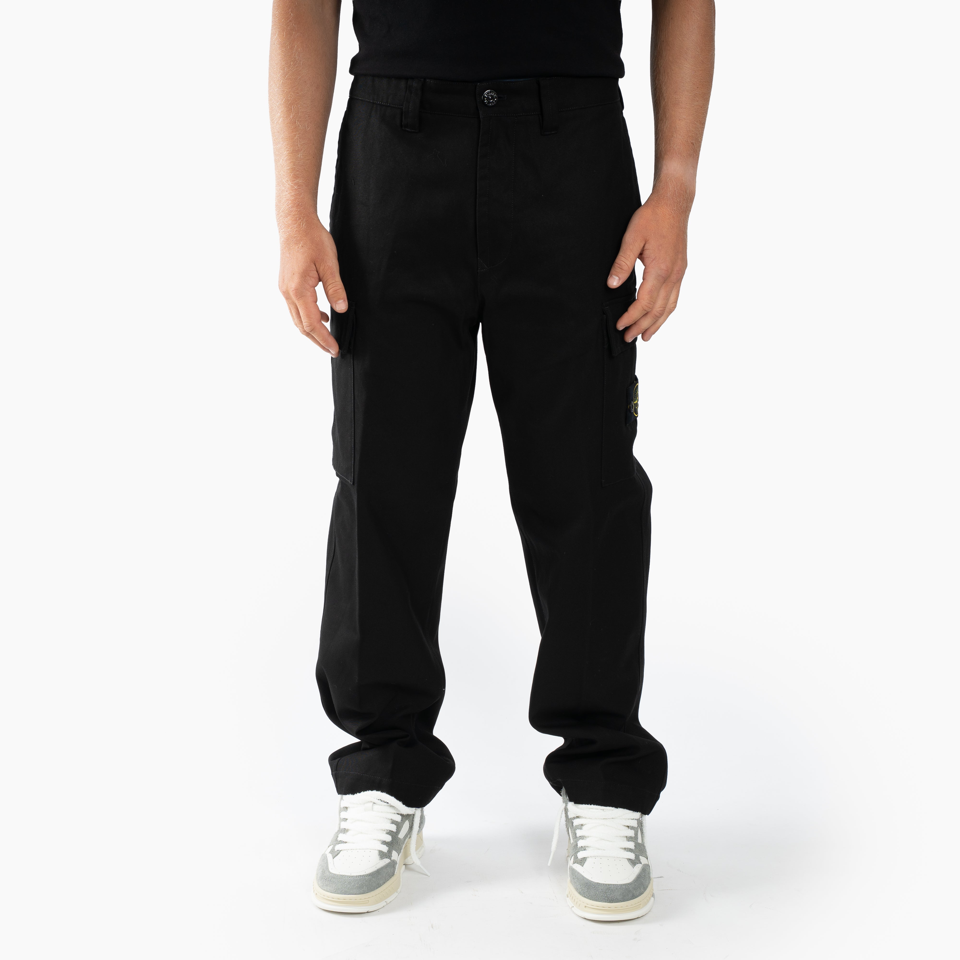 Stone Island Cargobroek Zwart | Panama Cotton Loose-Fit