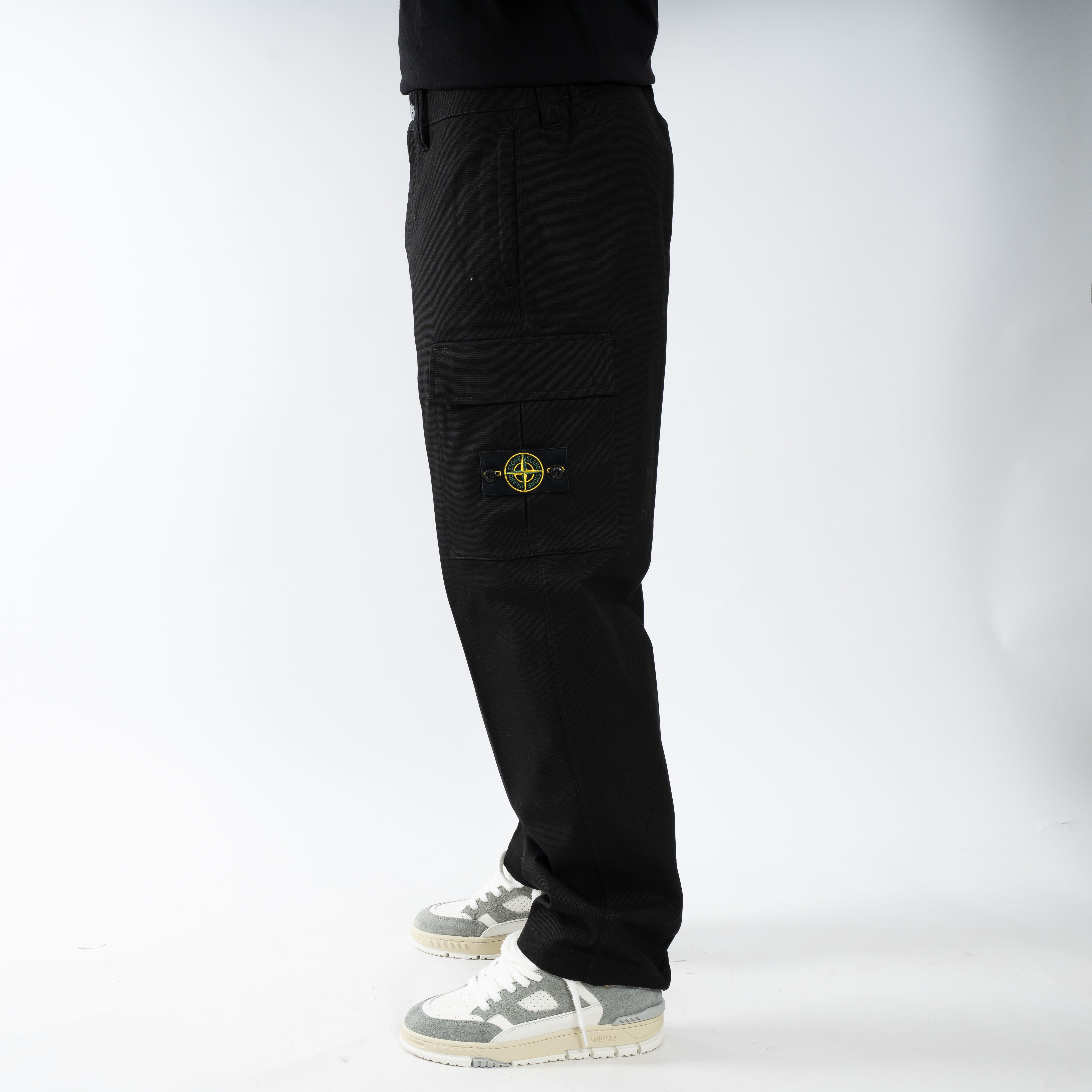 Stone Island Cargobroek Zwart | Panama Cotton Loose-Fit