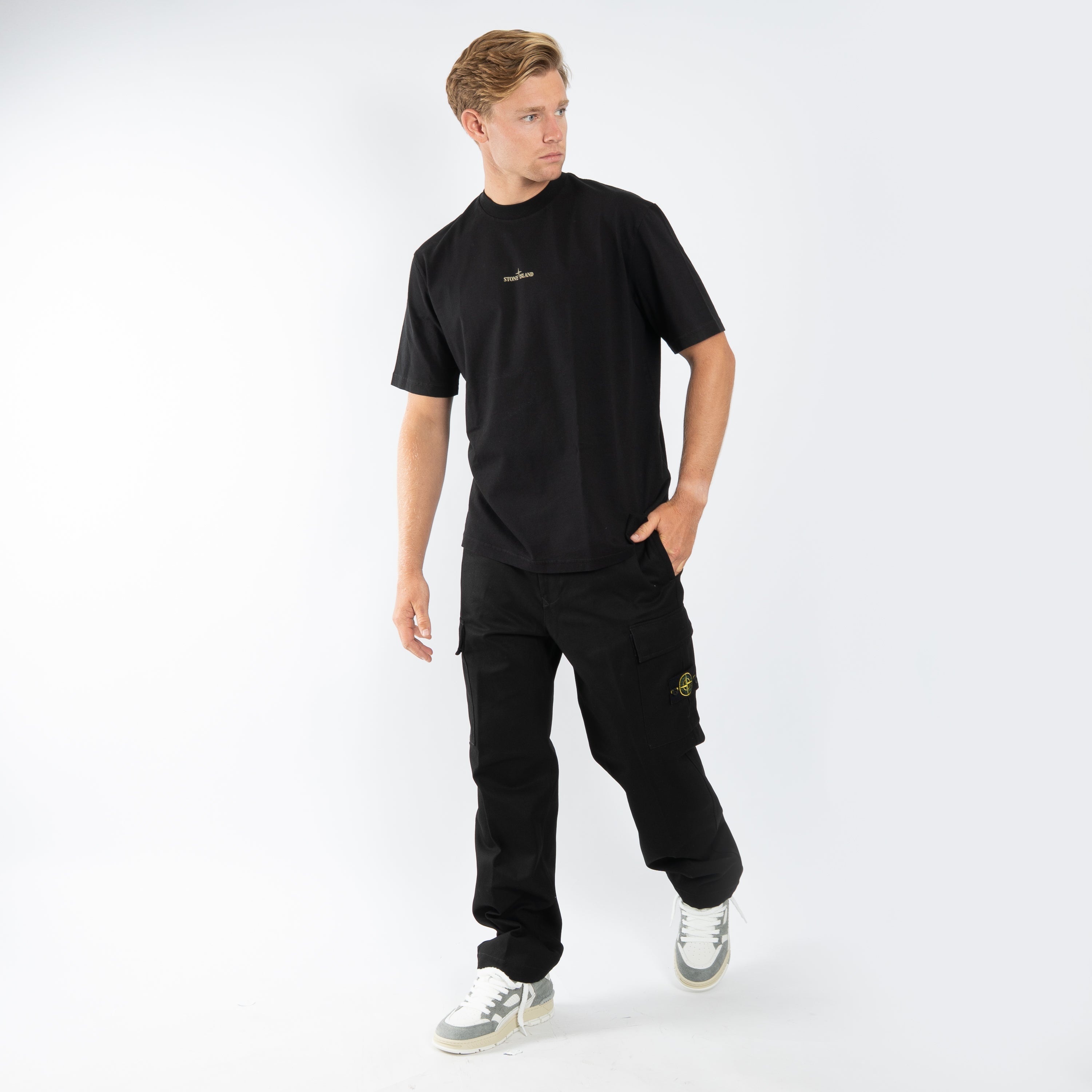 Stone Island Cargobroek Zwart | Panama Cotton Loose-Fit