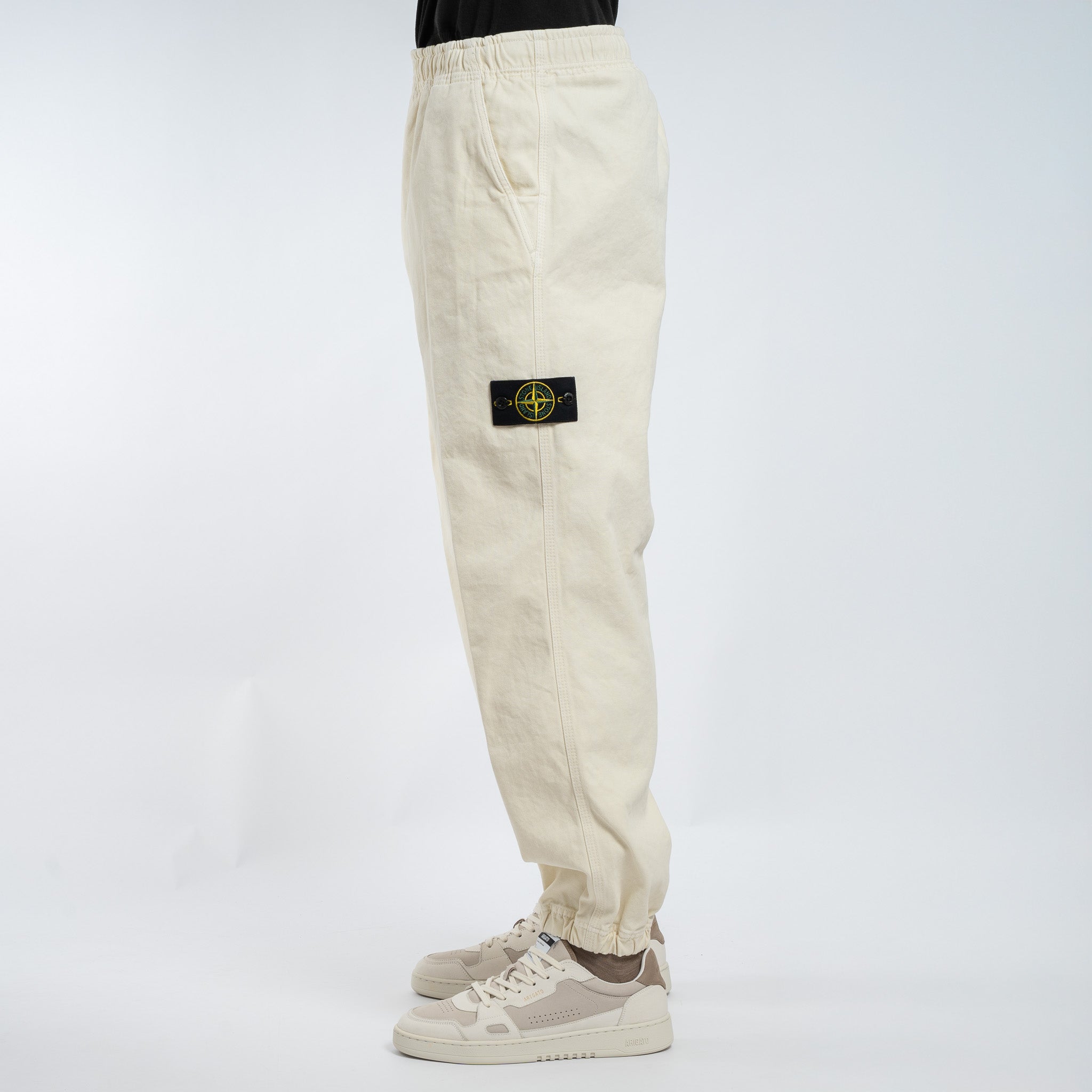 Stone Island Loose Fit Pantalon Crème | Panama Cotton