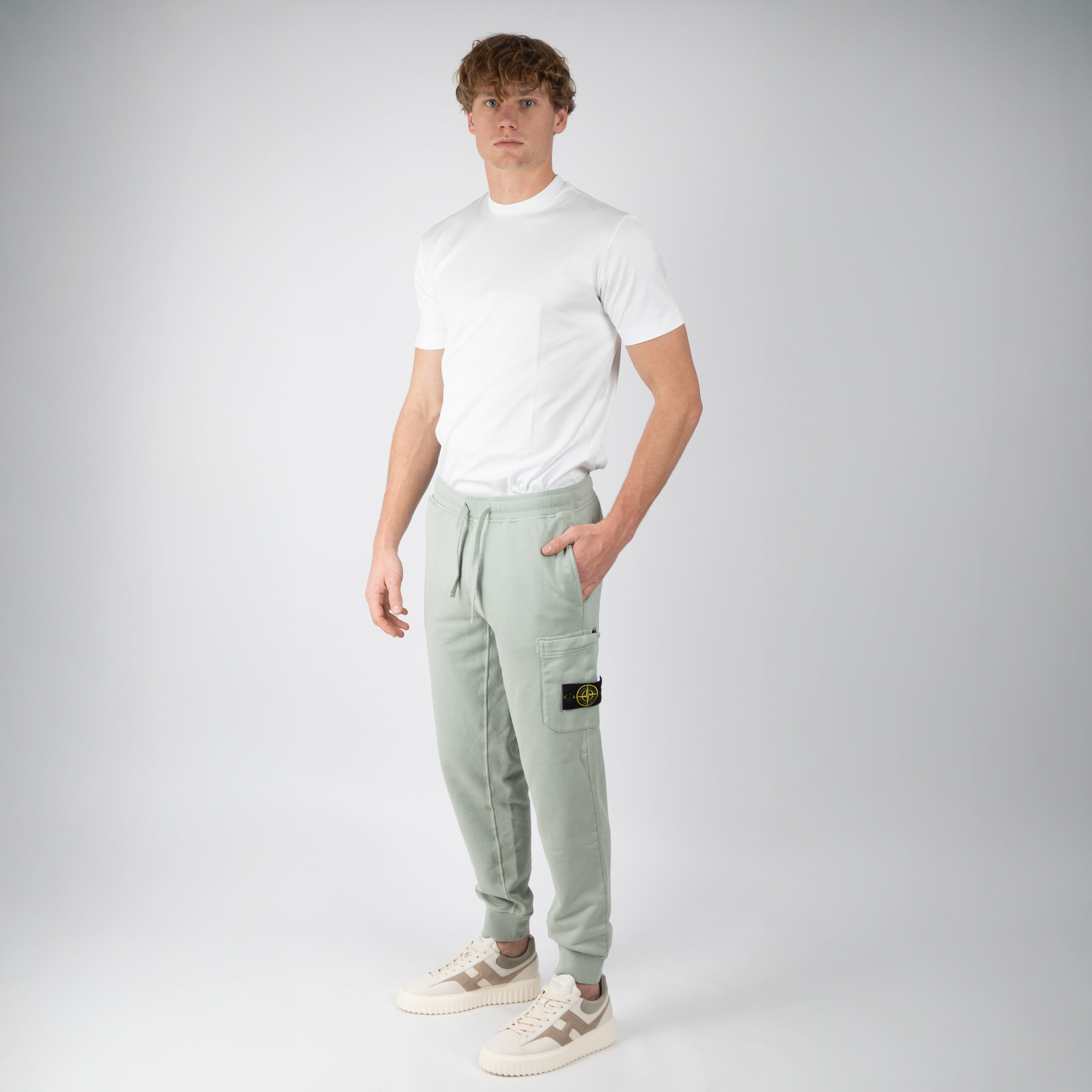 Stone Island Joggingbroek Lichtgroen | Cotton Fleece