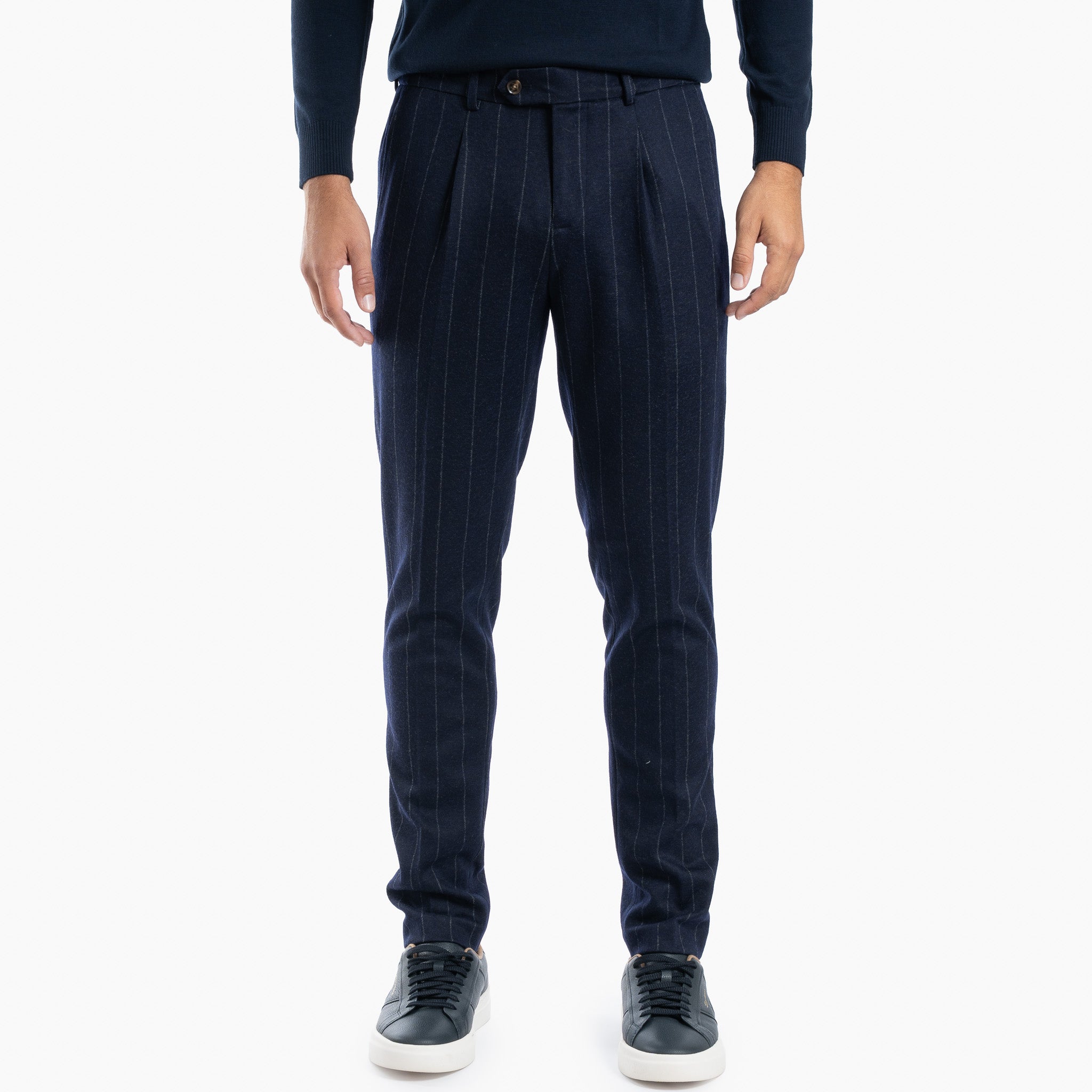 SEVEN DIALS Pantalon Donkerblauw Krijtstreep | Murdo