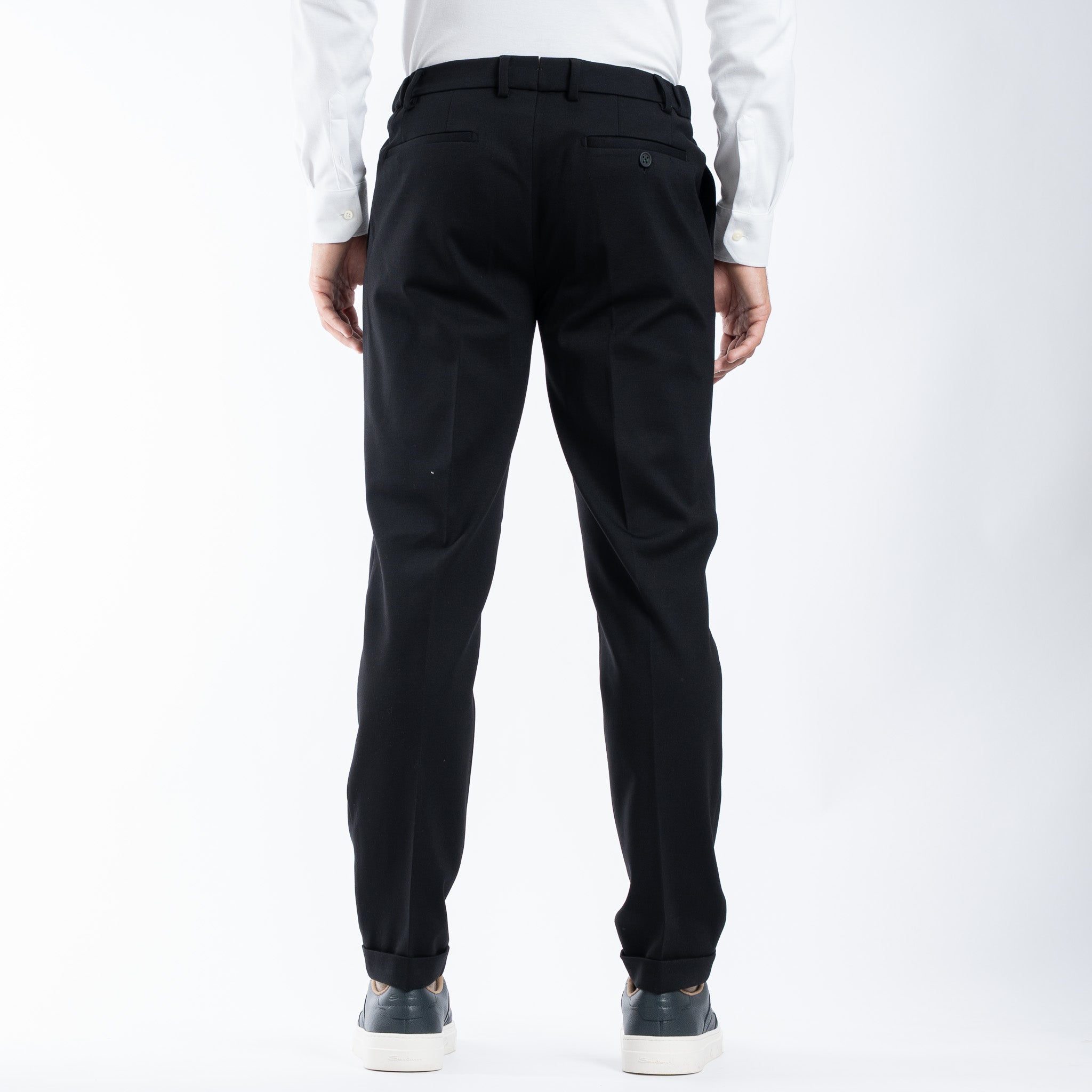 Berwich Chino met Bandplooi Zwart | Retro