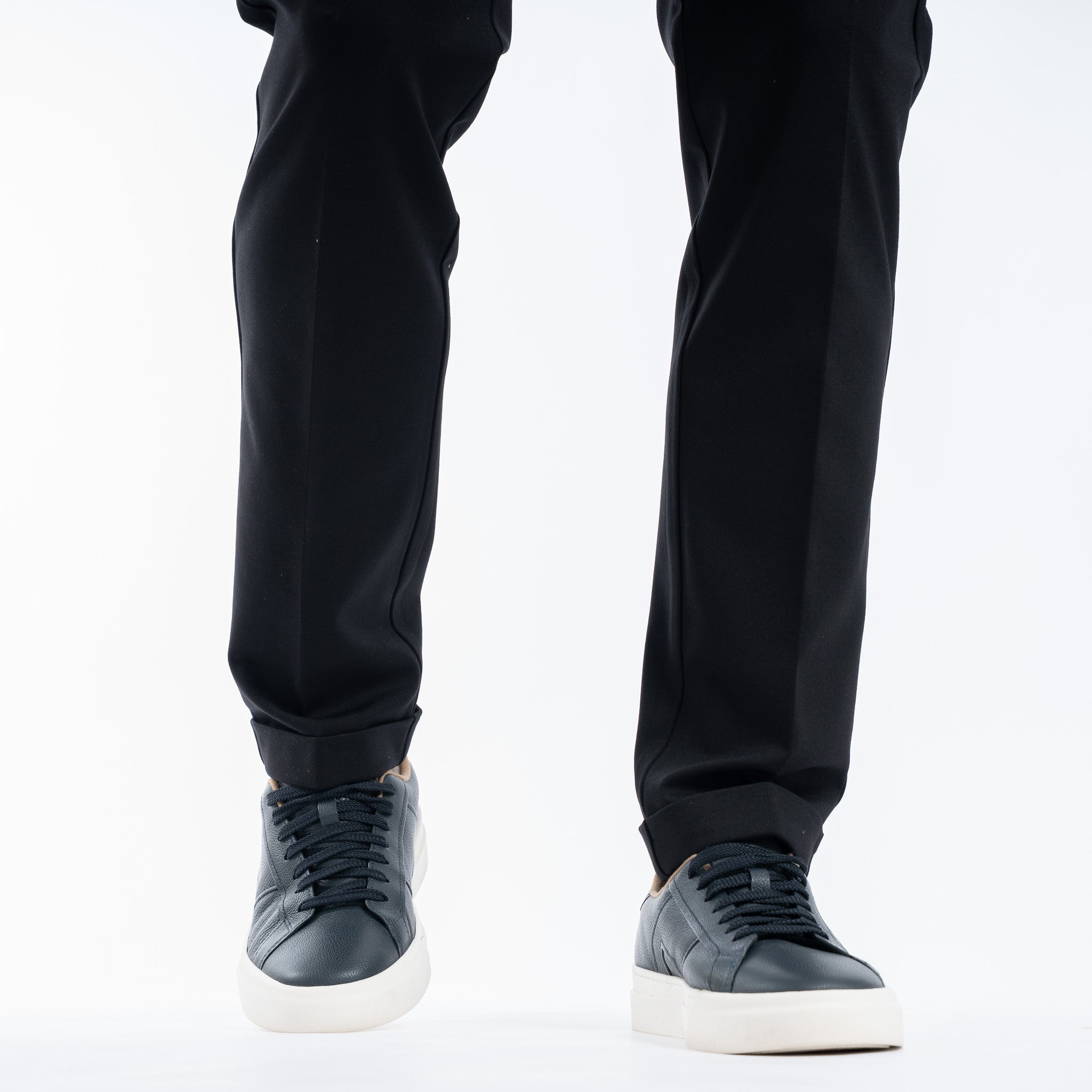 Berwich Chino met Bandplooi Zwart | Retro