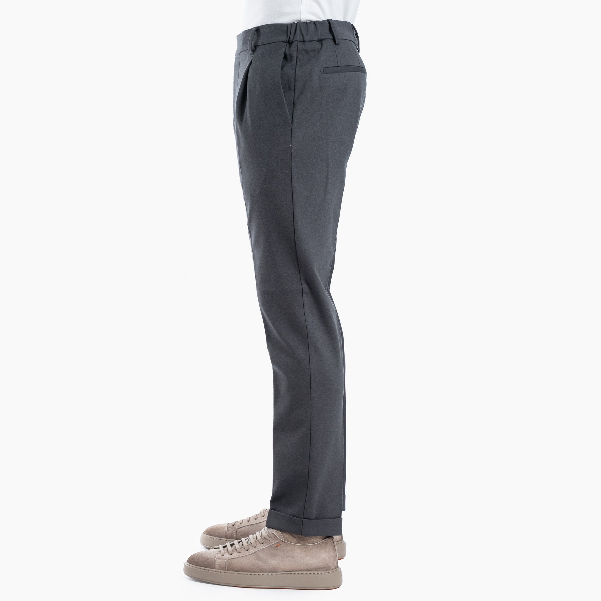 Berwich Chino met Bandplooi Grijs | Retro
