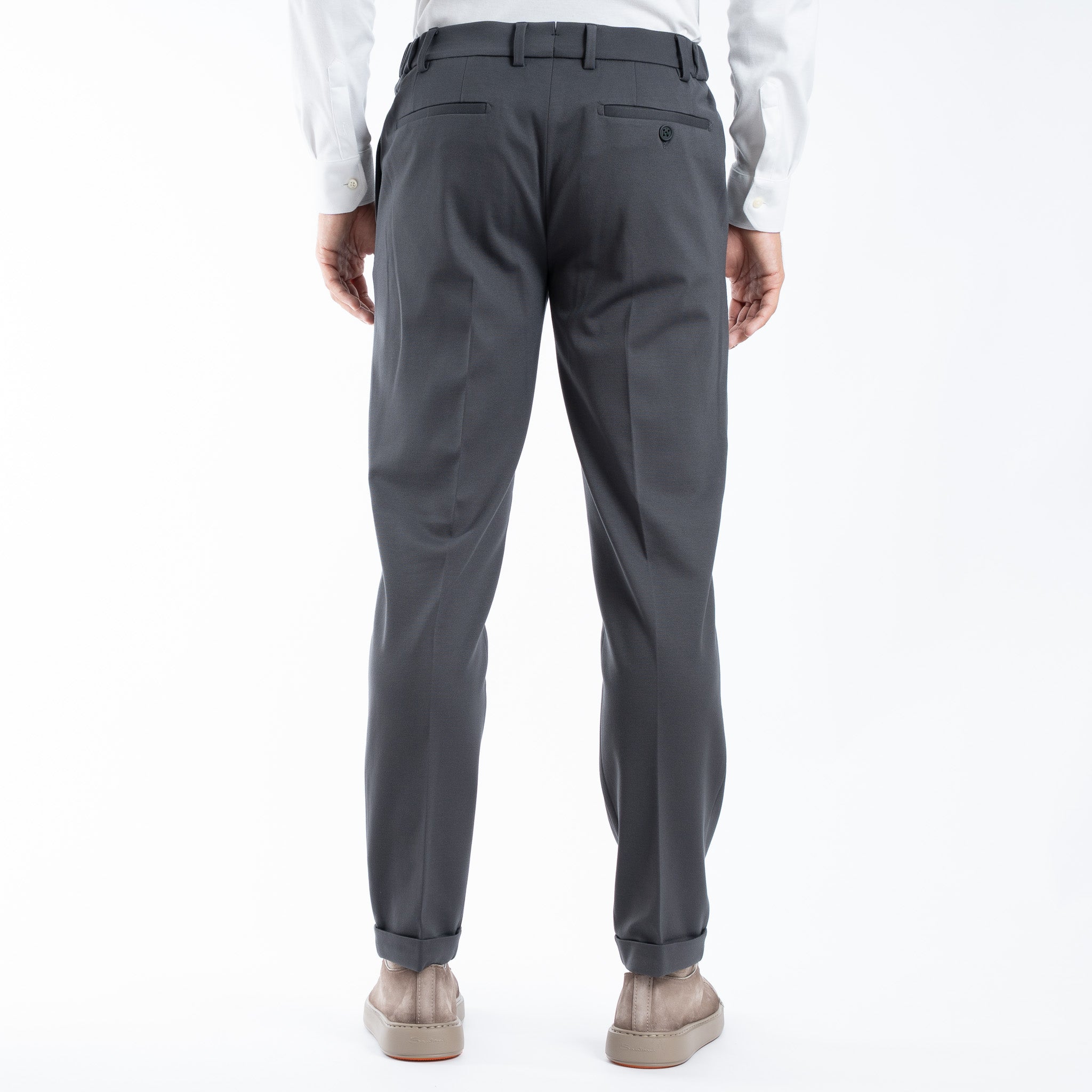 Berwich Chino met Bandplooi Grijs | Retro