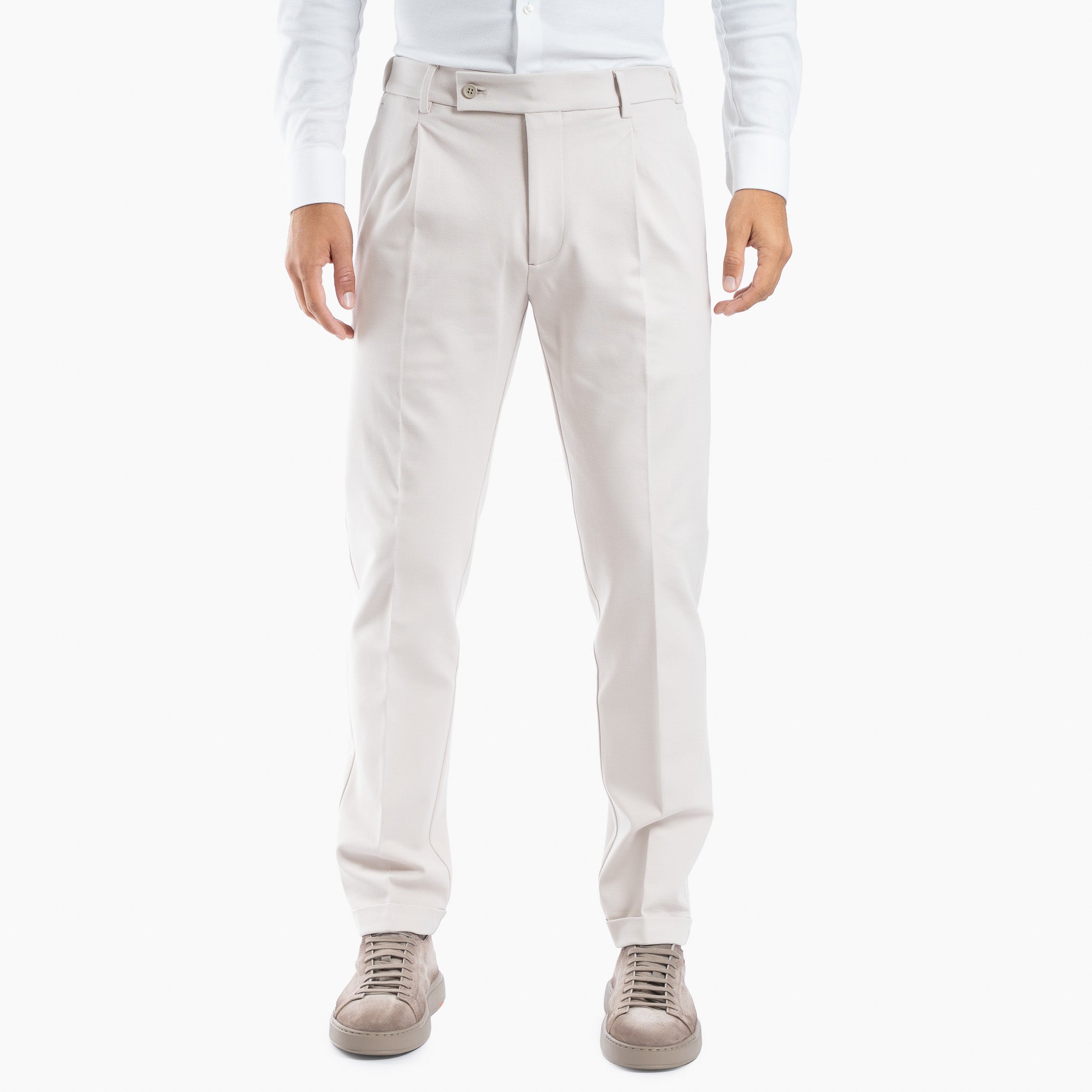 Berwich Chino met Bandplooi Creme | Retro