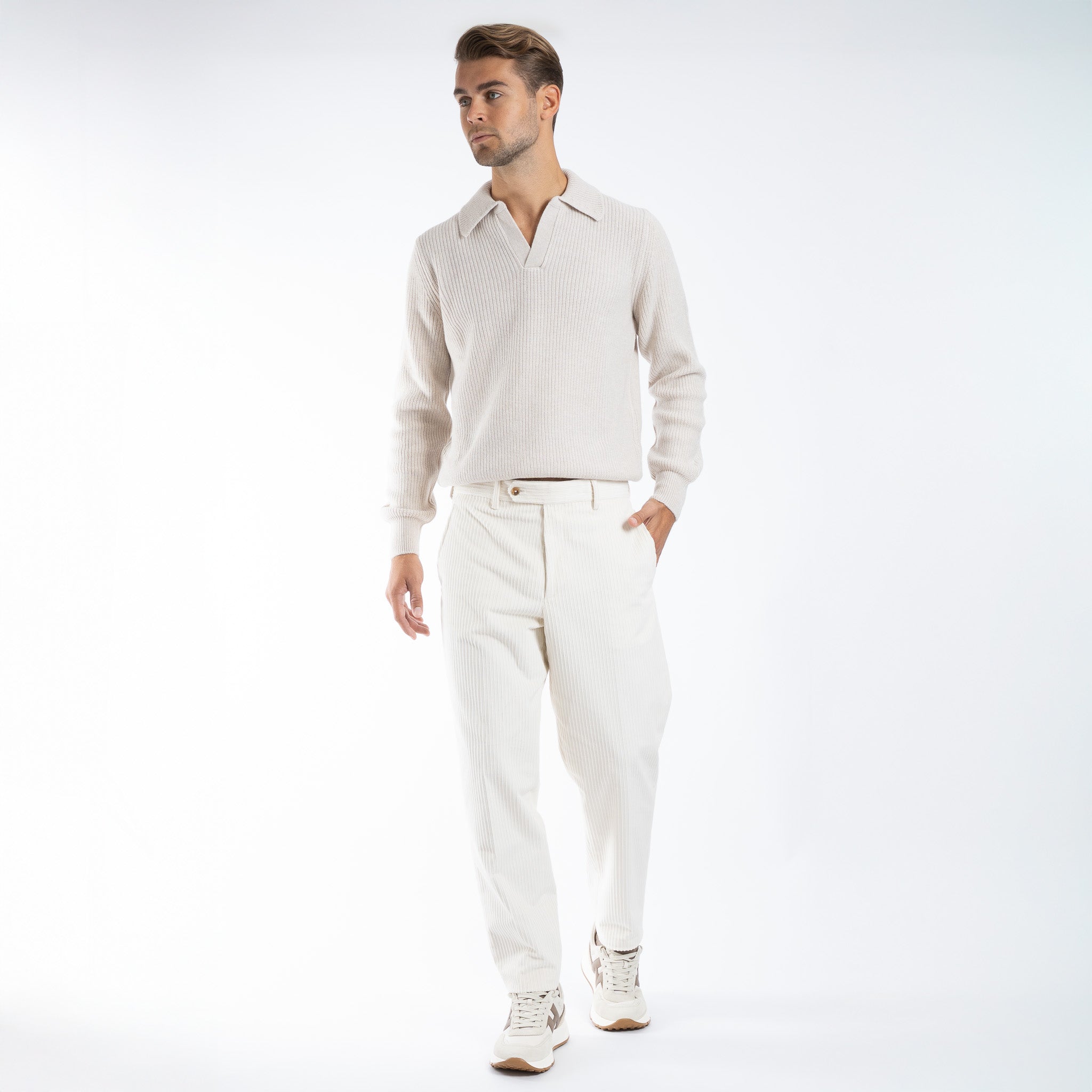 Berwich Chino Corduroy Creme | Chiaia Wide Fit