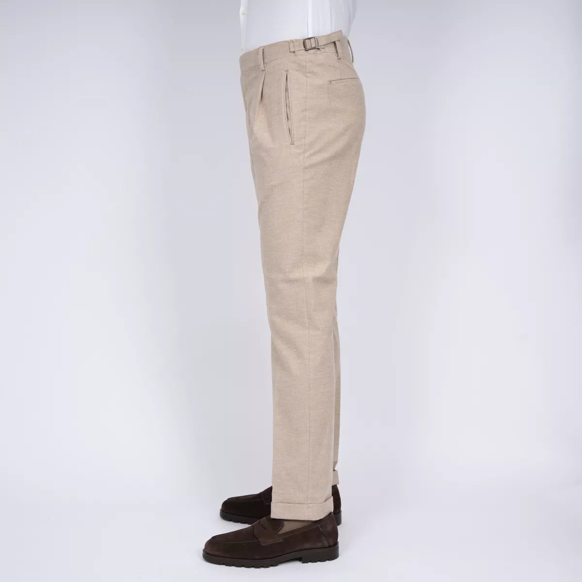 Berwich Pantalon met Bandplooi Beige | Retrolong