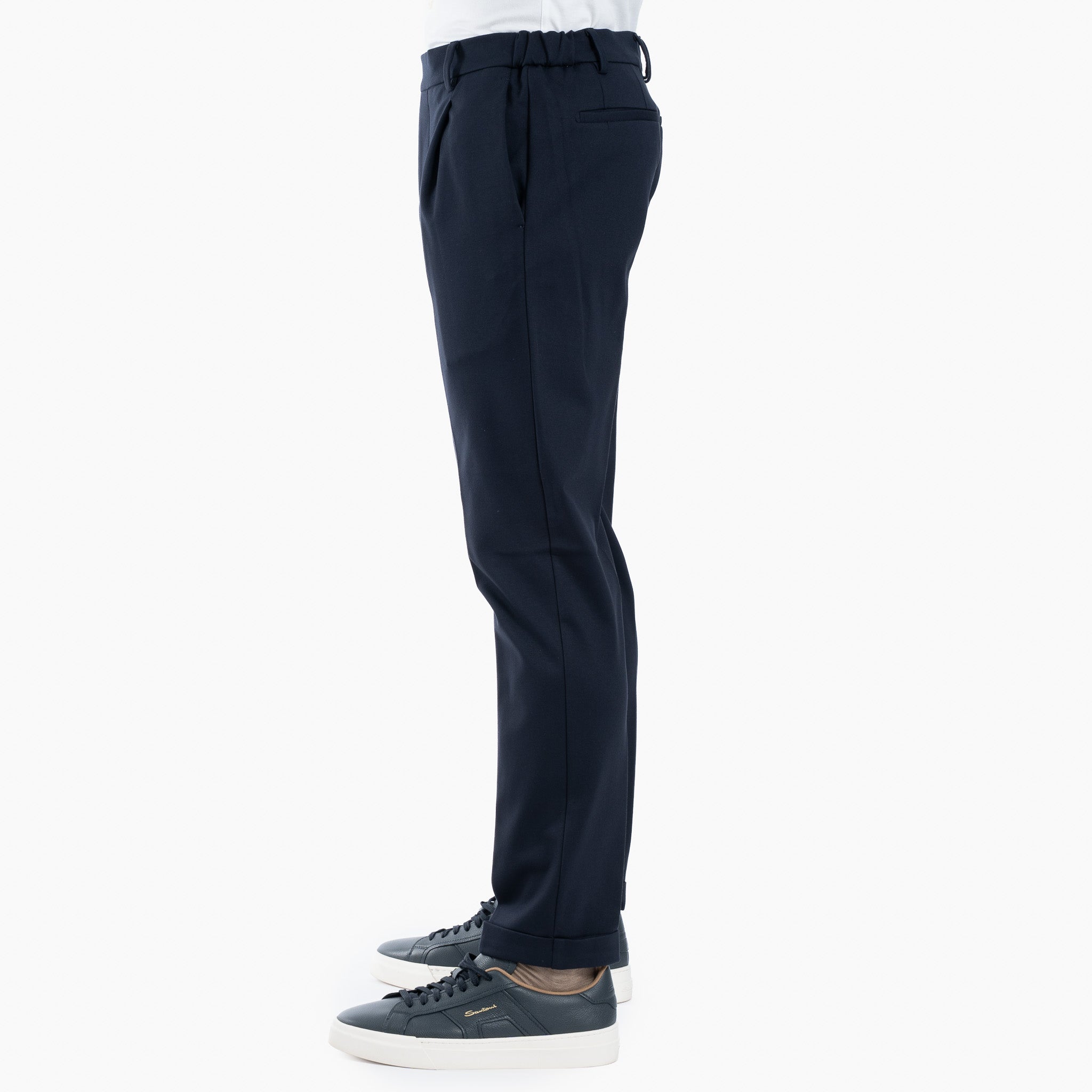 Berwich Chino met Bandplooi Blauw | Retro