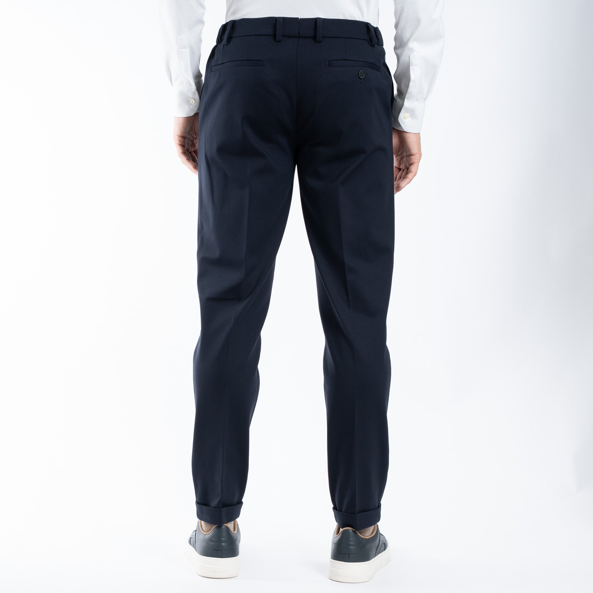 Berwich Chino met Bandplooi Blauw | Retro