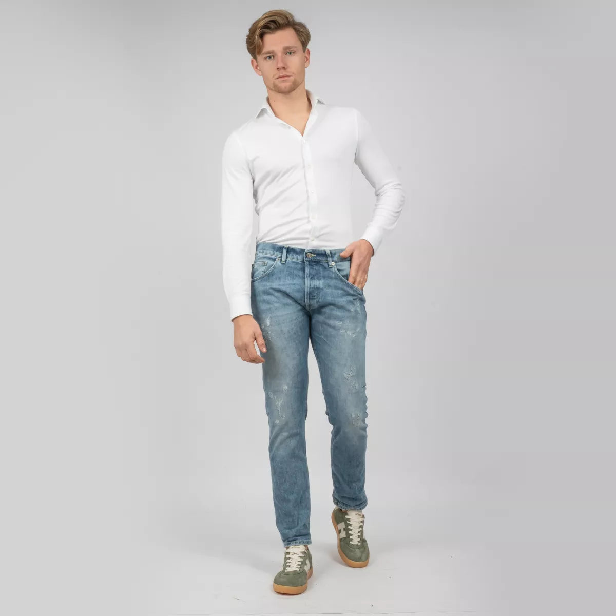 Dondup Jeans Lichtblauw met Destruction | Icon Regular Fit