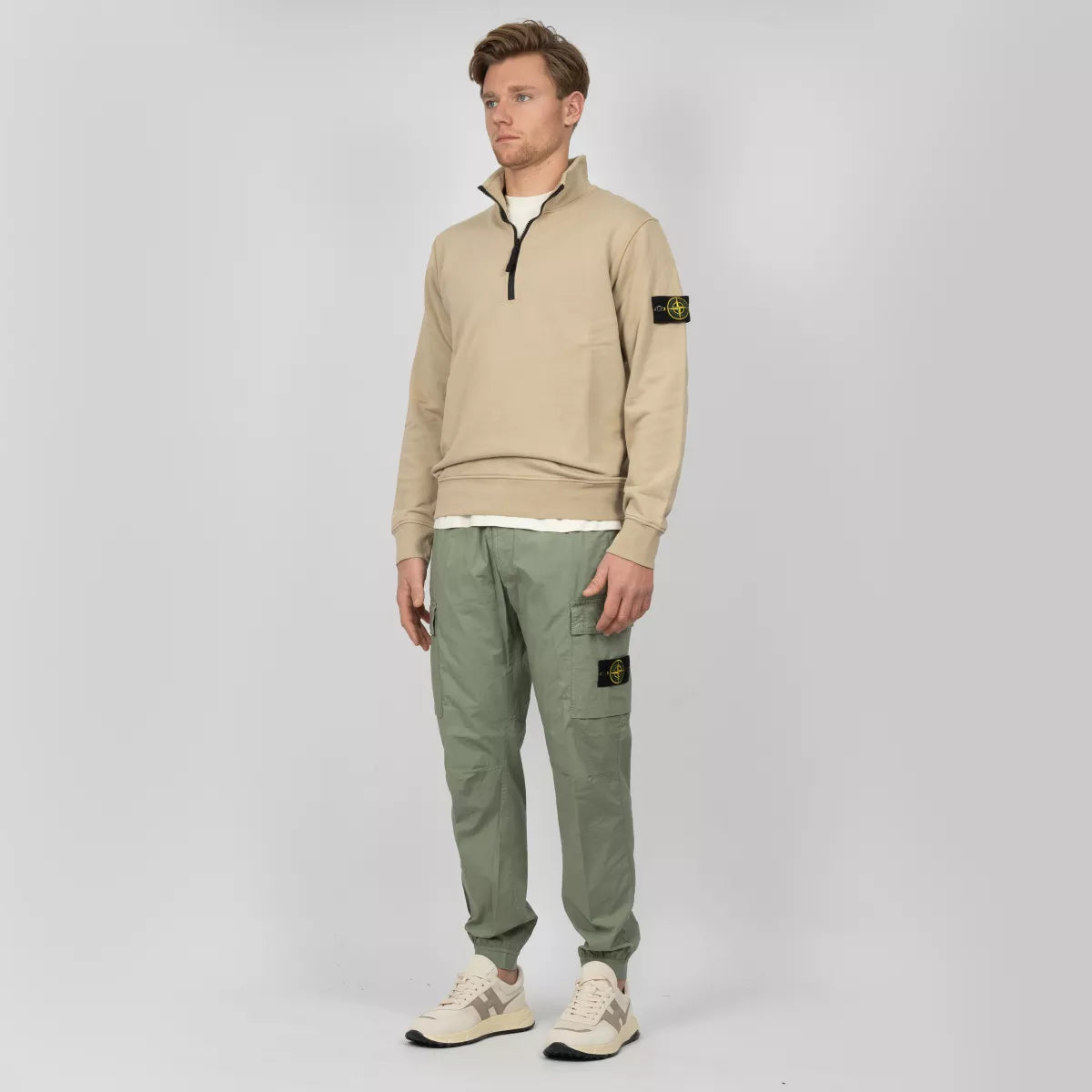 Stone Island Trui met Rits Zand | Cotton Fleece