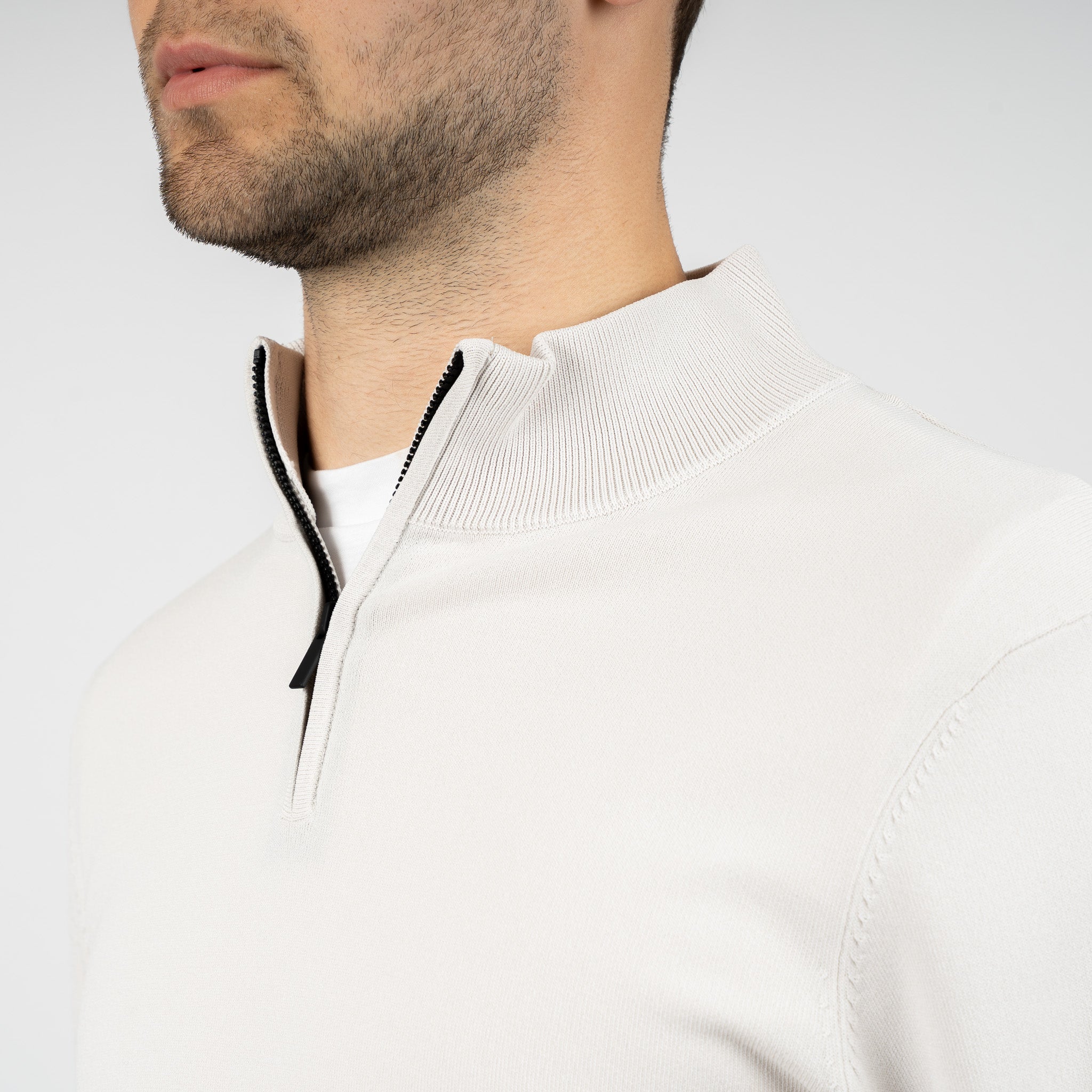 SEVEN DIALS Technische Trui met Rits Lichtgrijs | Spike