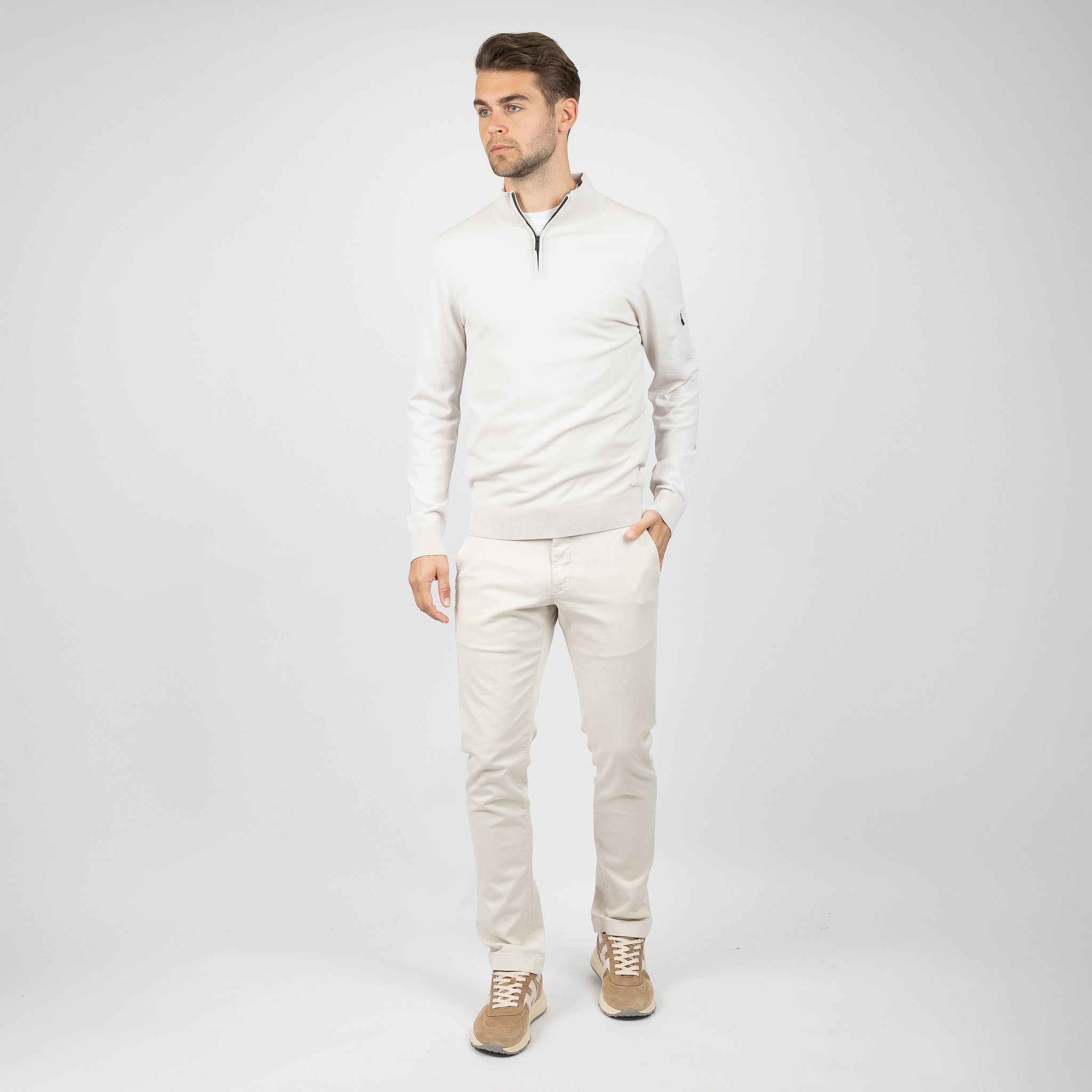 SEVEN DIALS Technische Trui met Rits Lichtgrijs | Spike