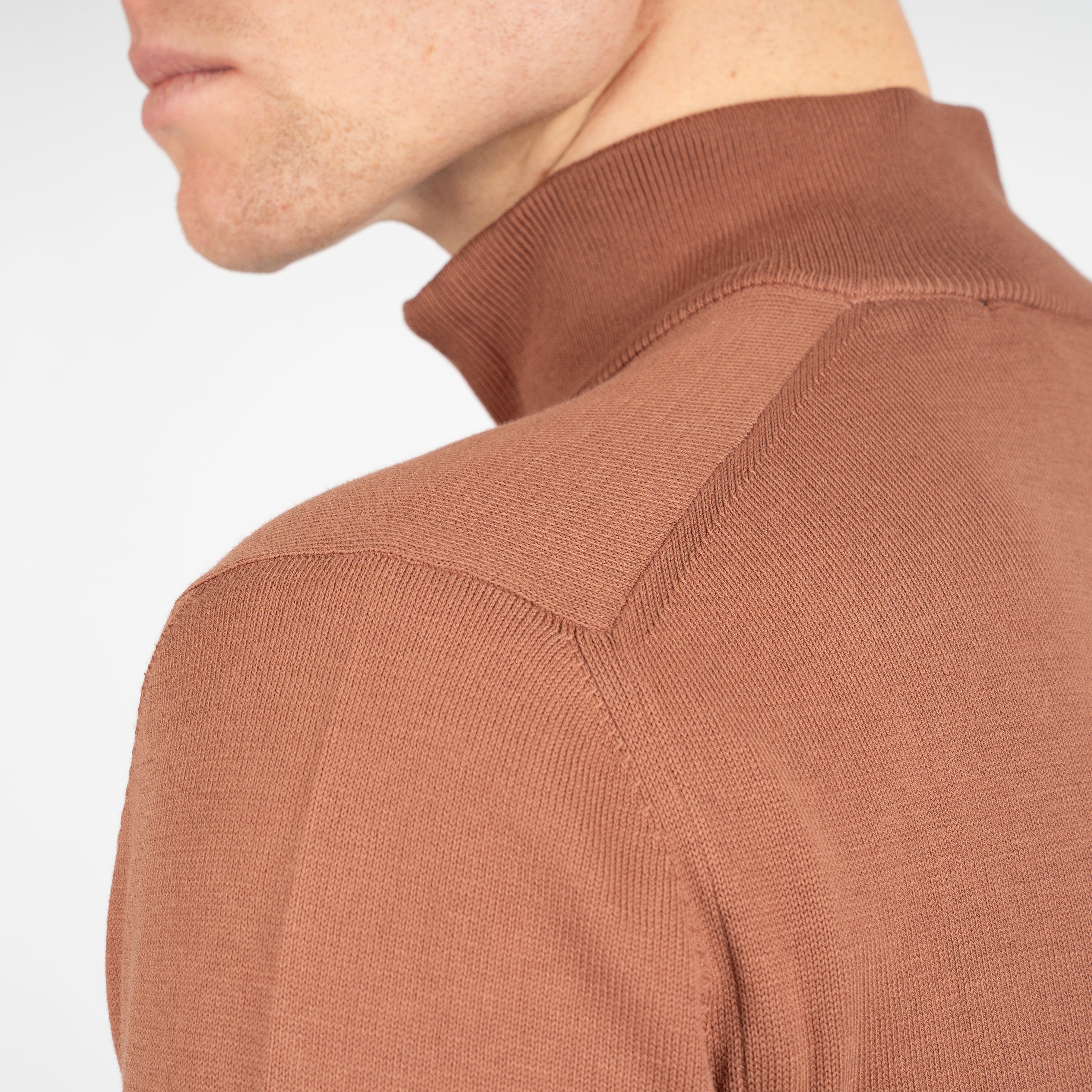 Gran Sasso Gebreide Trui met Rits Roestbruin | Egyptian Cotton