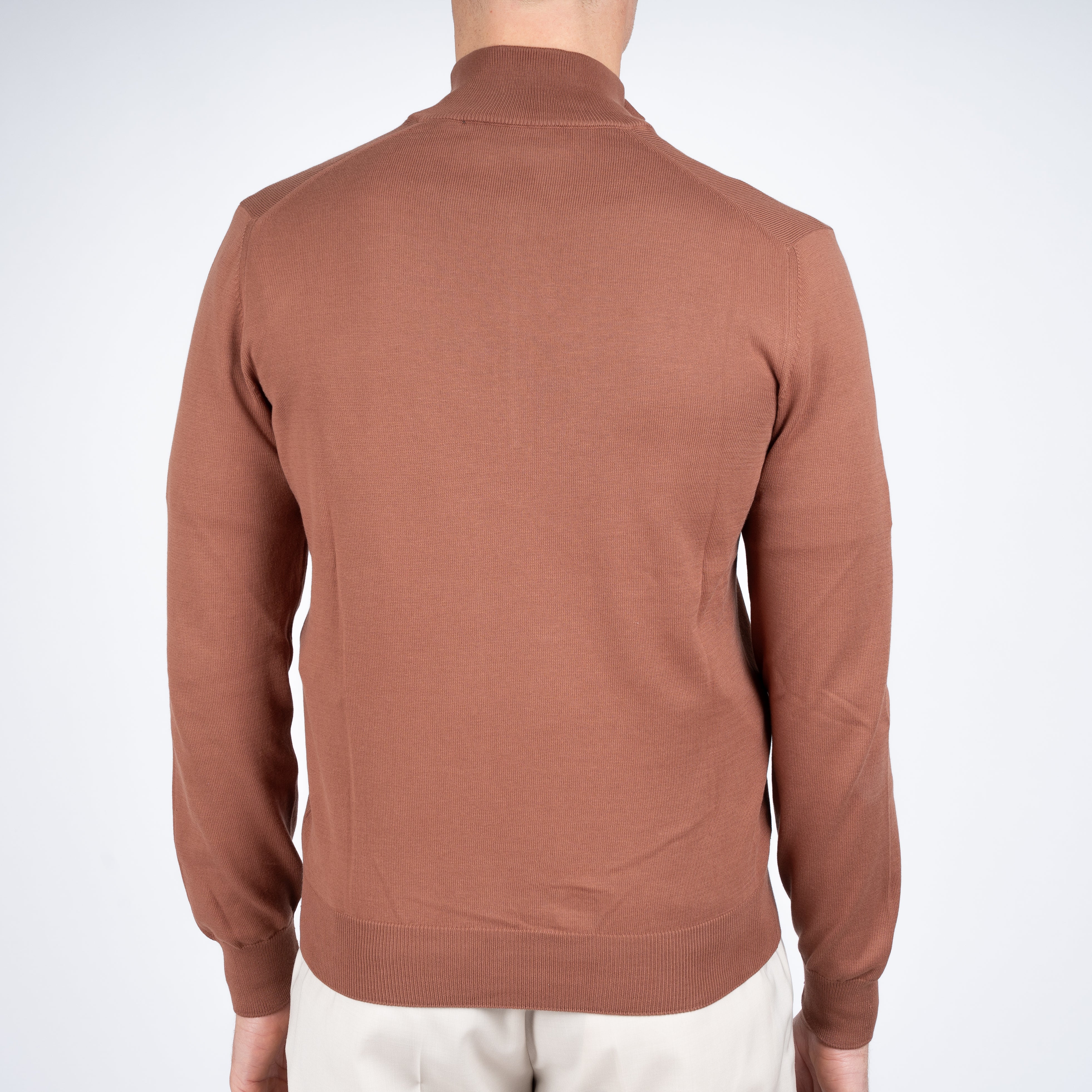 Gran Sasso Gebreide Trui met Rits Roestbruin | Egyptian Cotton