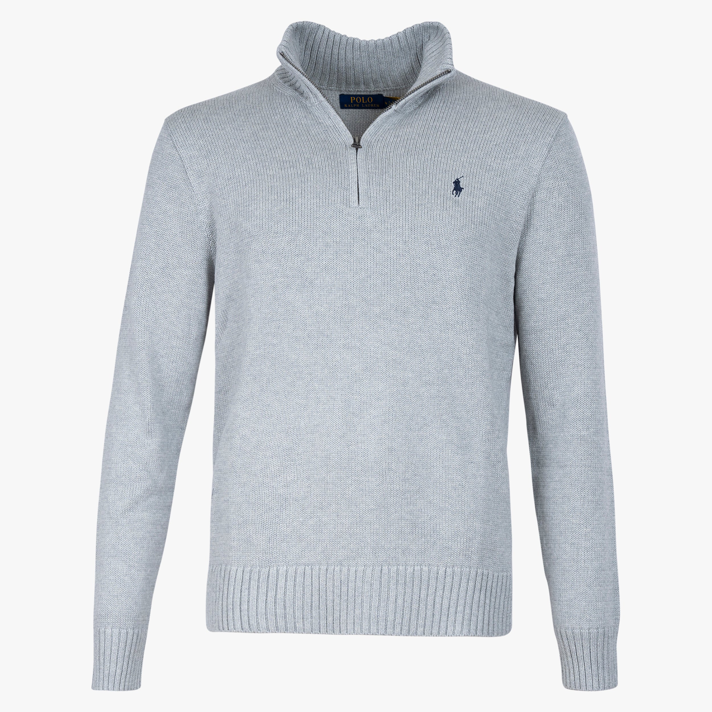 Ralph Lauren Gebreide Trui met Rits Grijs | Cotton Mockneck