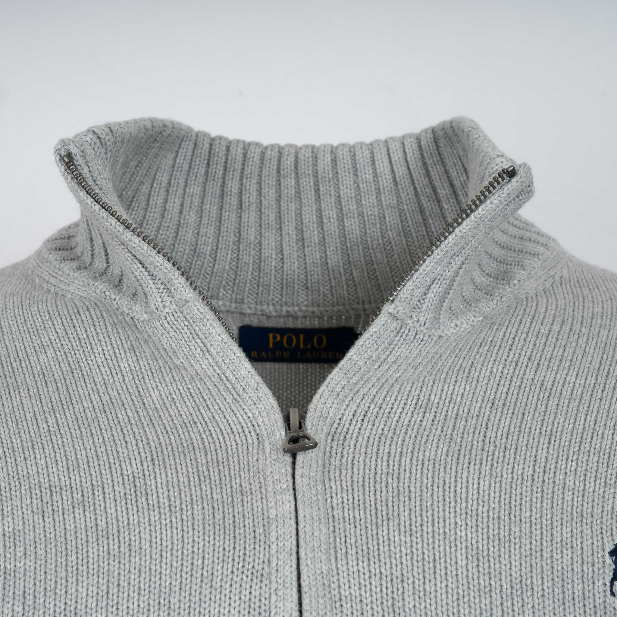 Ralph Lauren Gebreide Trui met Rits Grijs | Cotton Mockneck