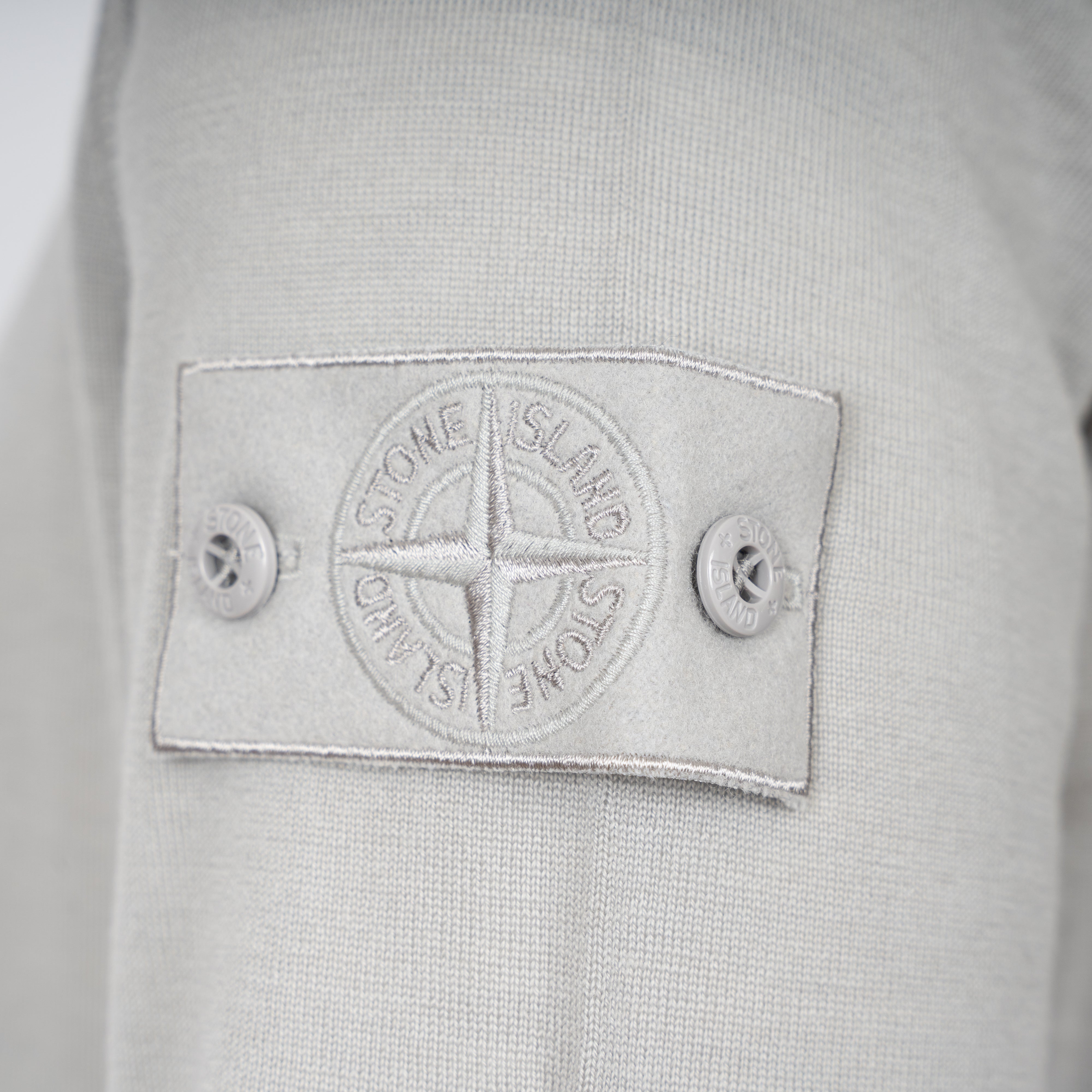 Stone Island Gebreide Polo Lange Mouw Lichtgrijs | Ghost