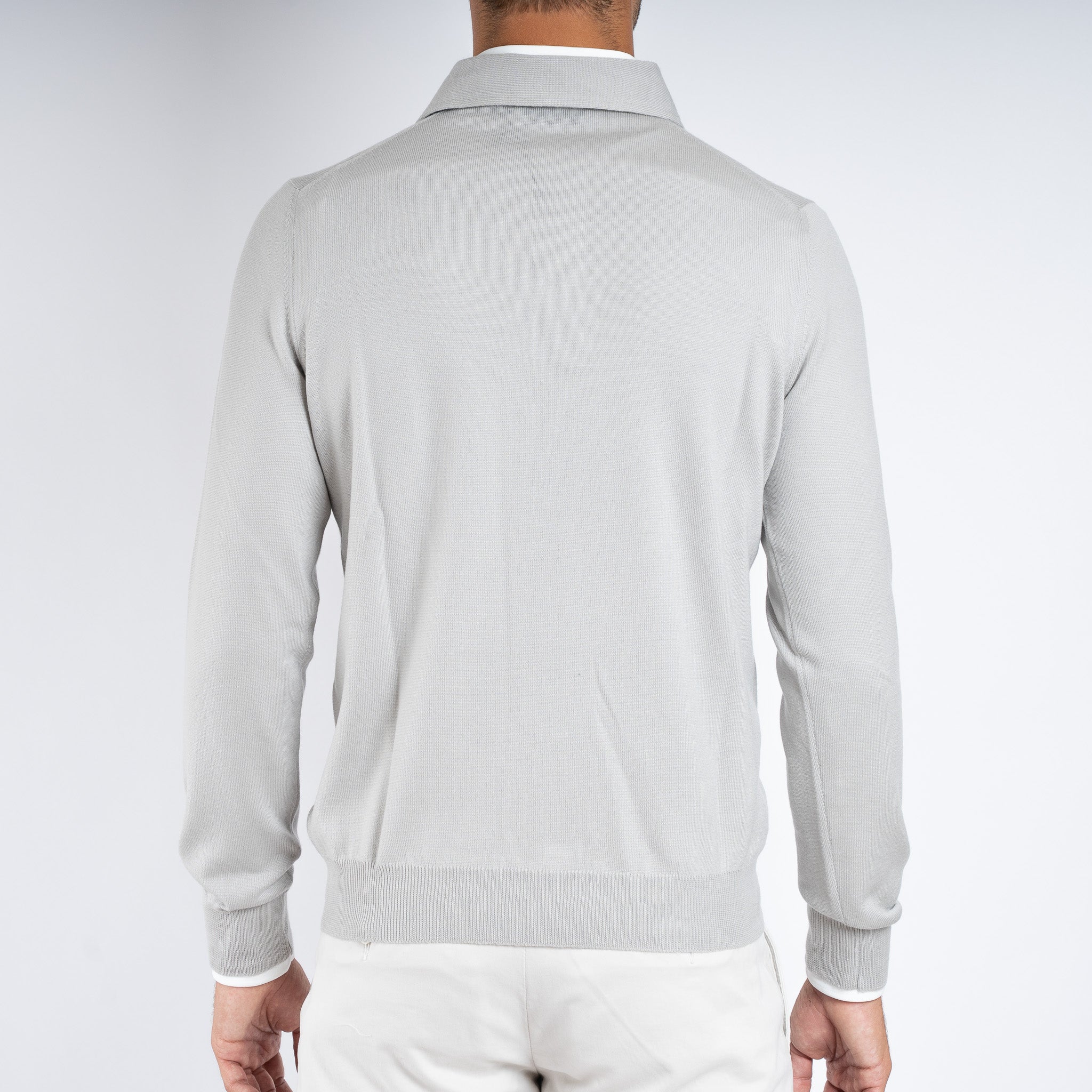 Gran Sasso Gebreide Polo Lange Mouwen Kitwit | Extrafine Merino