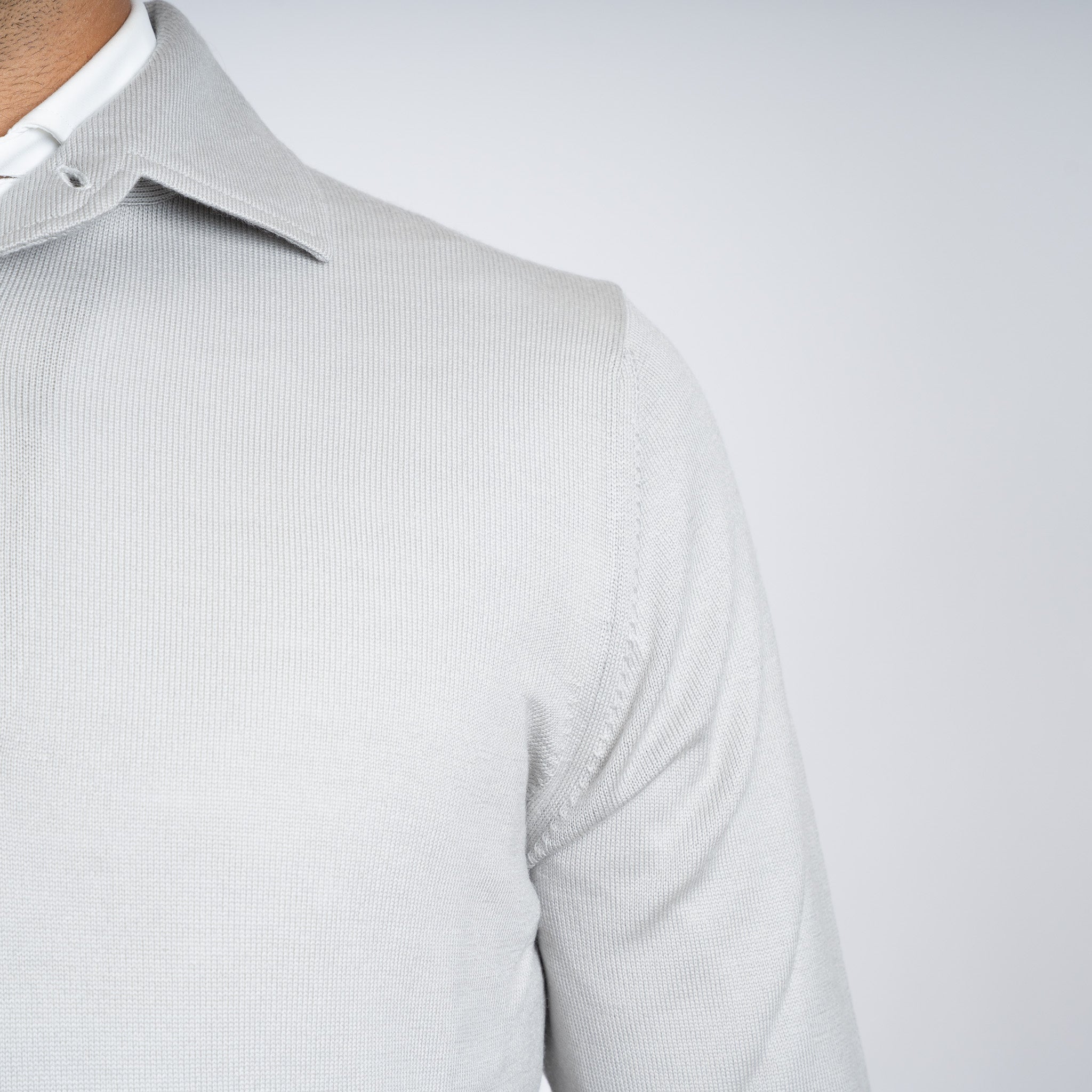 Gran Sasso Gebreide Polo Lange Mouwen Kitwit | Extrafine Merino