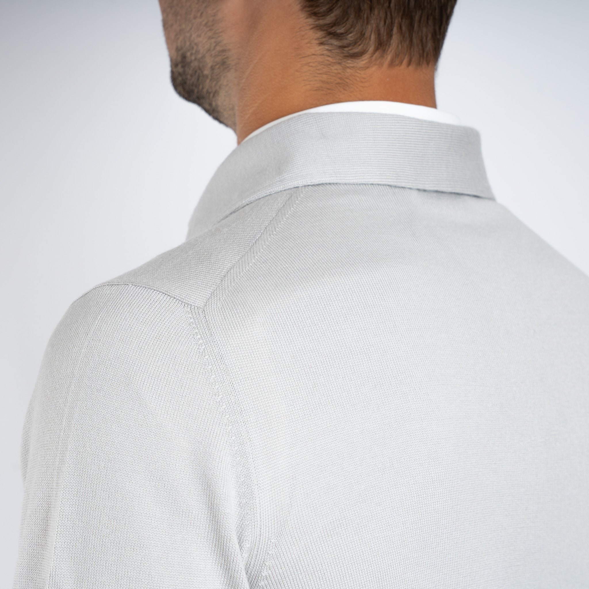 Gran Sasso Gebreide Polo Lange Mouwen Kitwit | Extrafine Merino