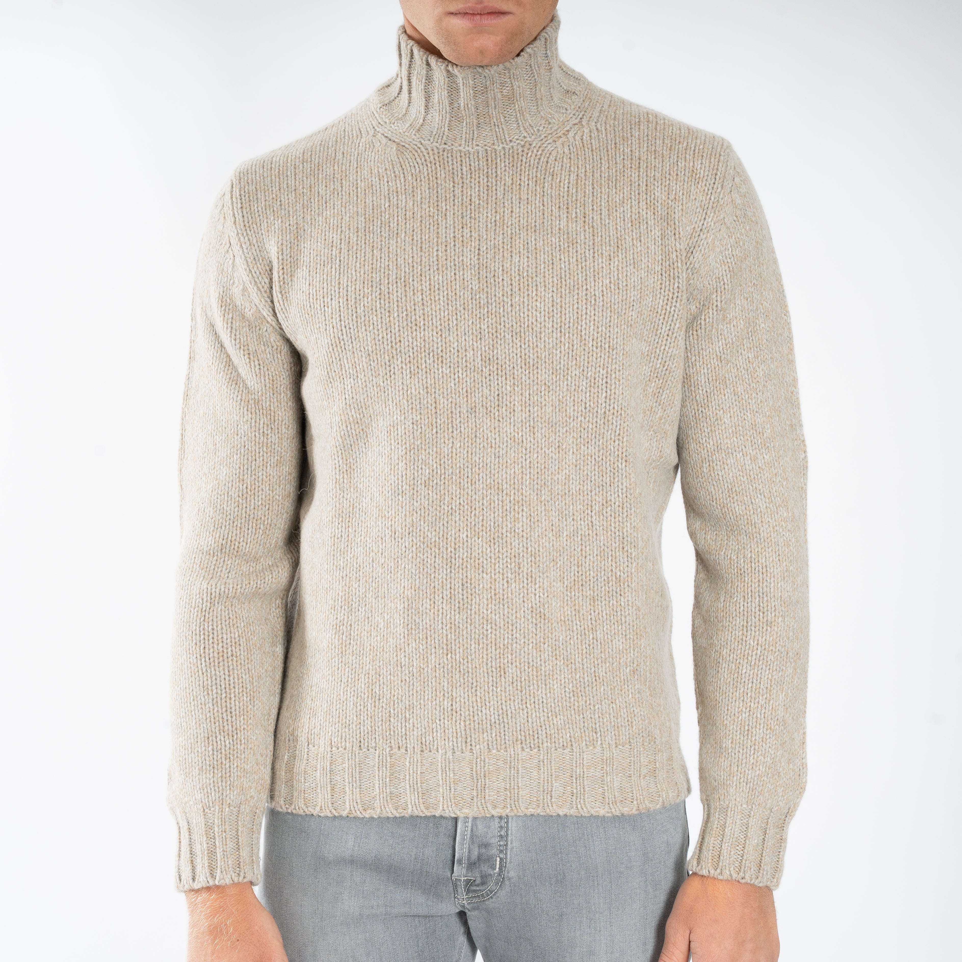 Fedeli Gebreide Turtleneck Beige | Onda Alpaca