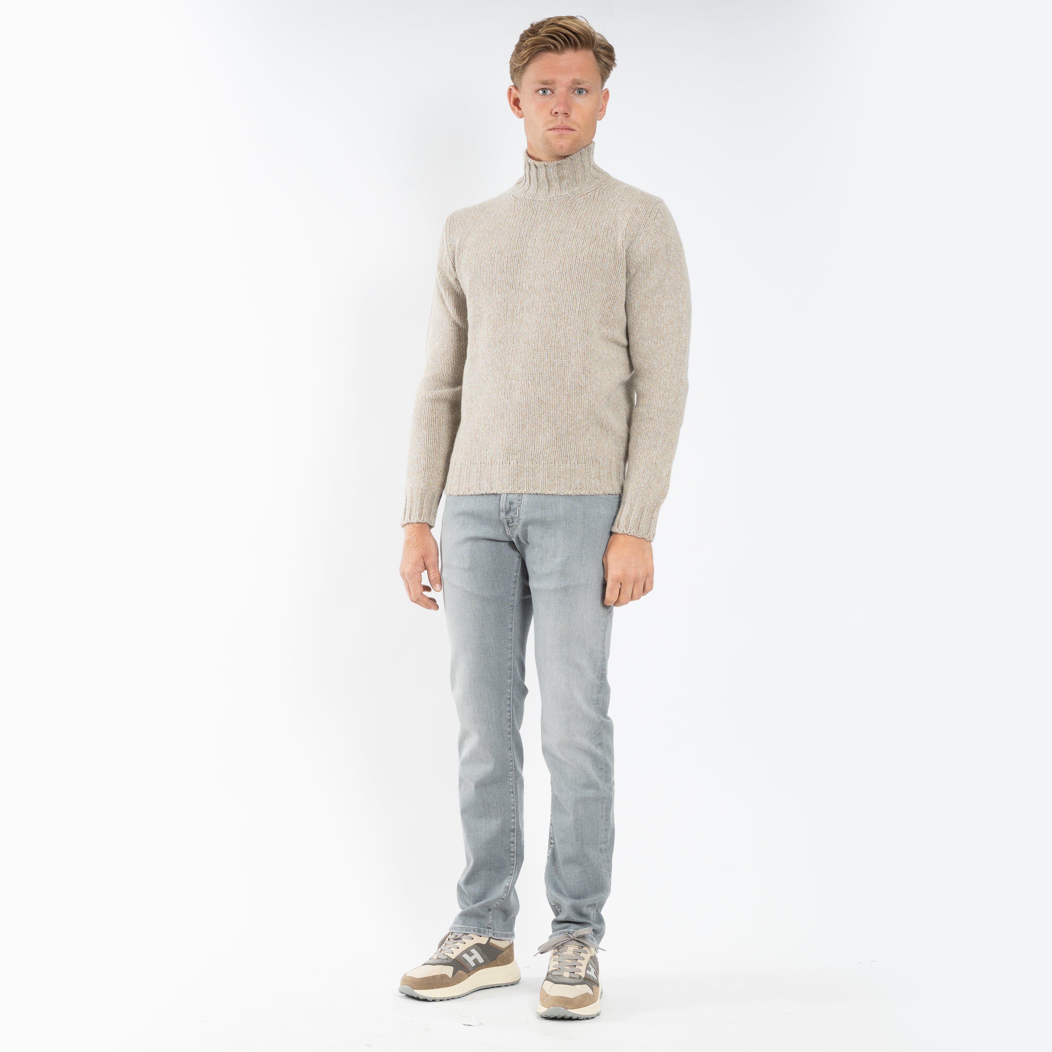 Fedeli Gebreide Turtleneck Beige | Onda Alpaca