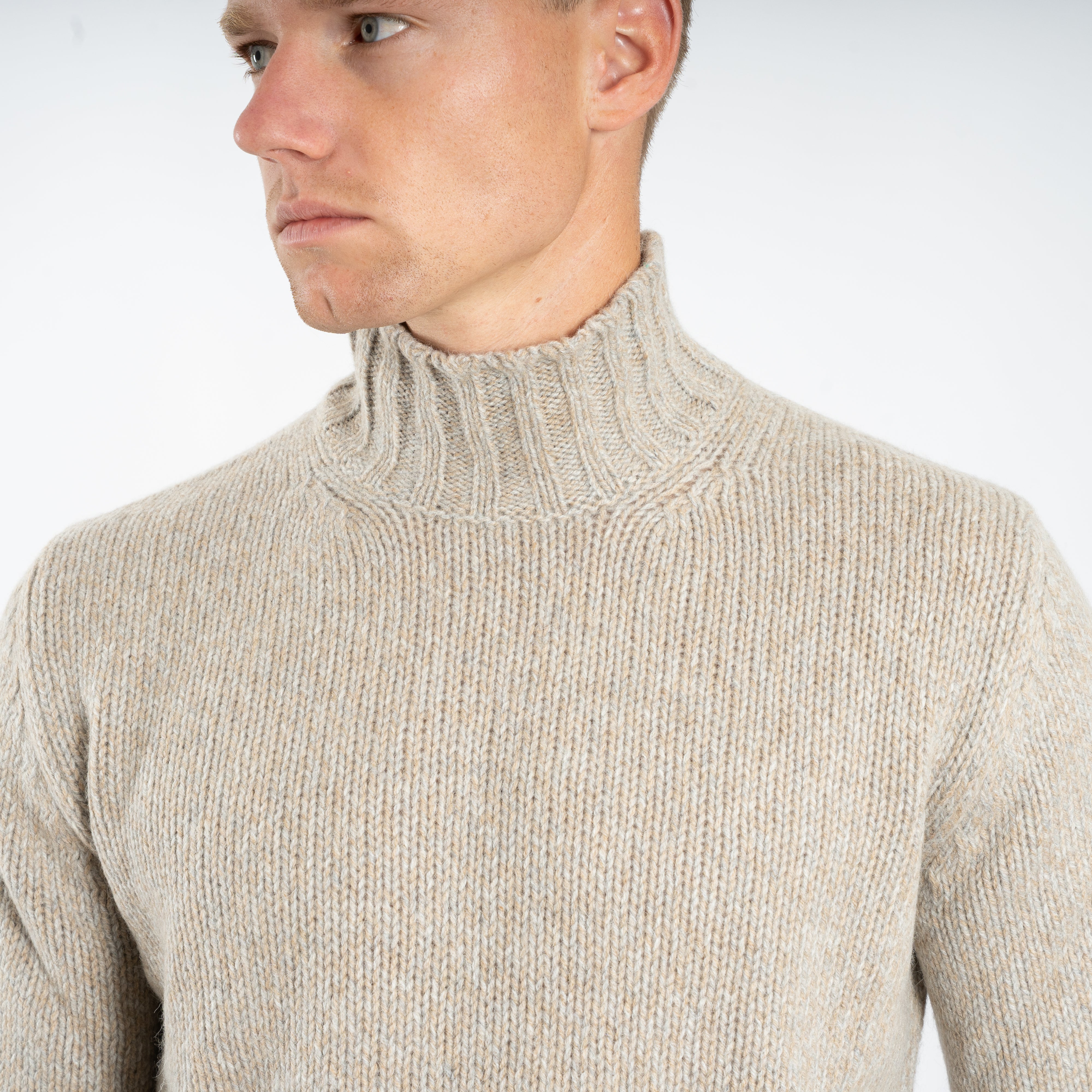 Fedeli Gebreide Turtleneck Beige | Onda Alpaca