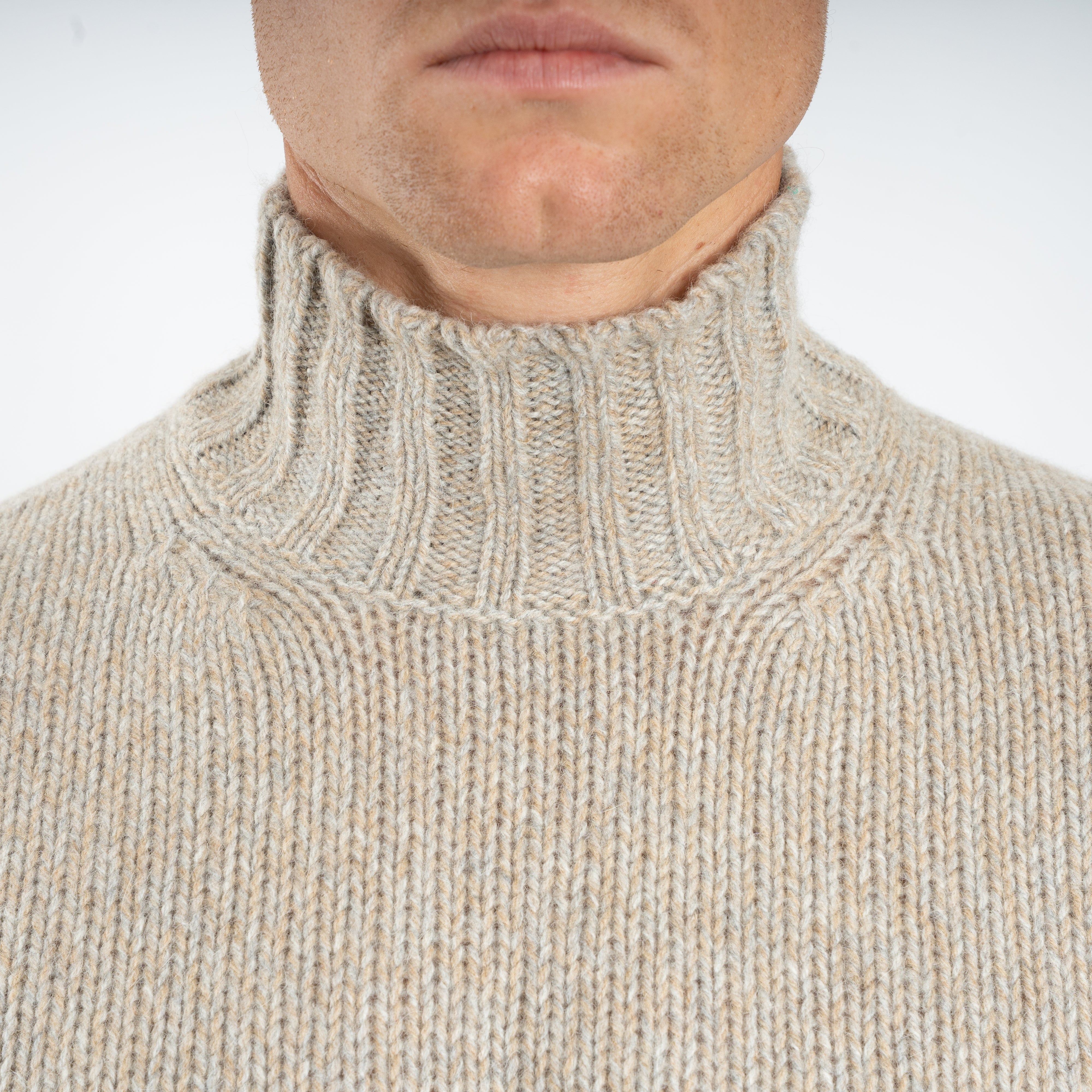 Fedeli Gebreide Turtleneck Beige | Onda Alpaca