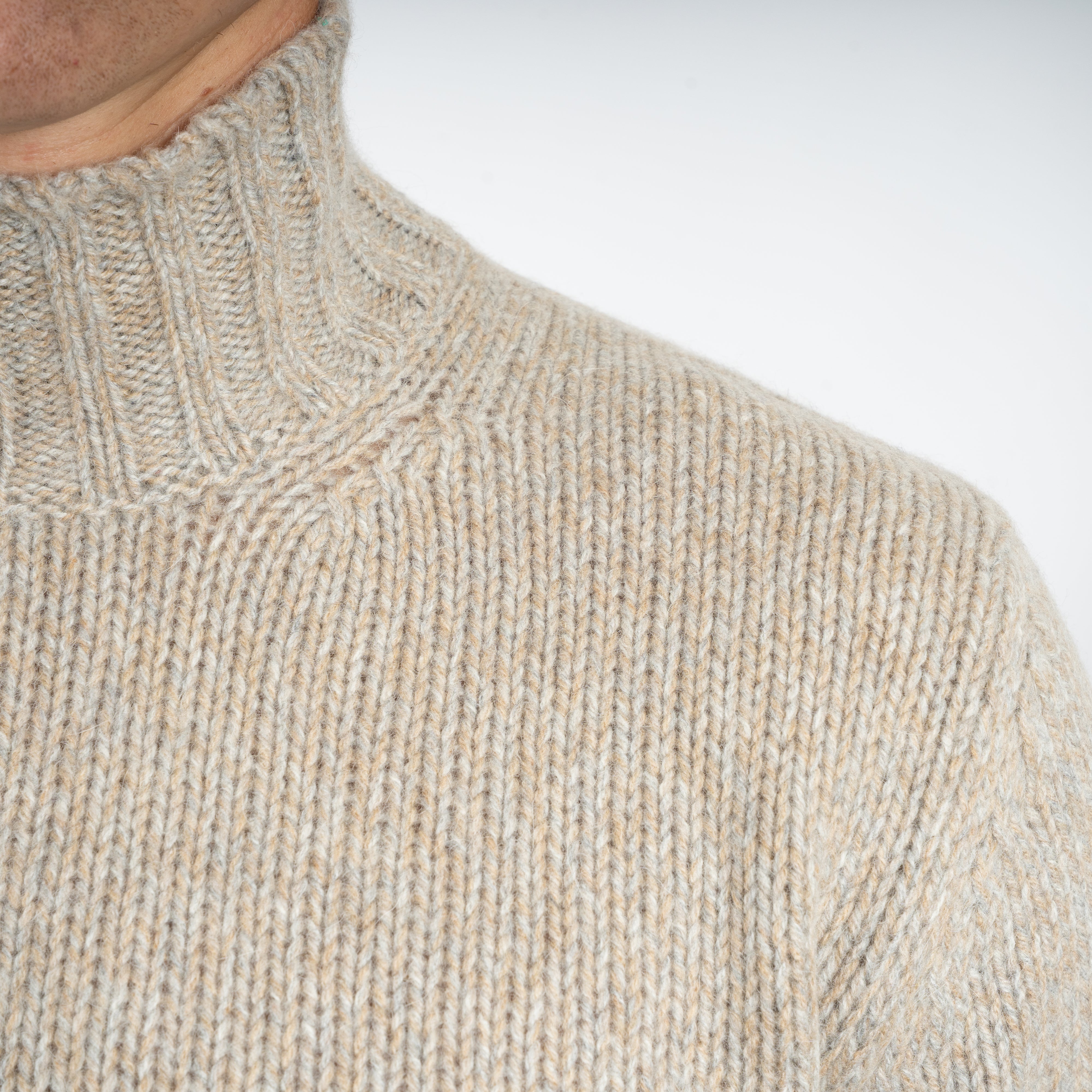 Fedeli Gebreide Turtleneck Beige | Onda Alpaca