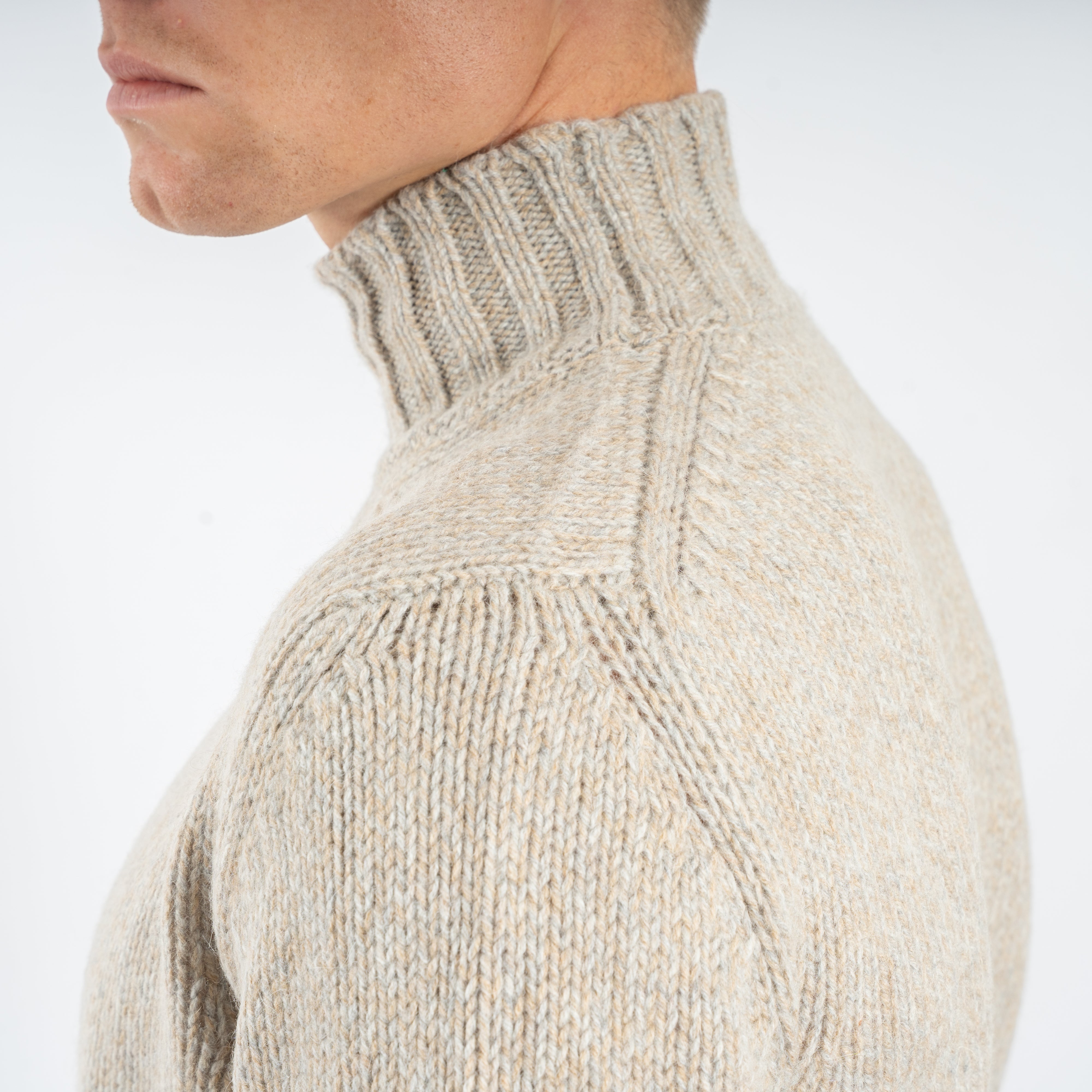 Fedeli Gebreide Turtleneck Beige | Onda Alpaca