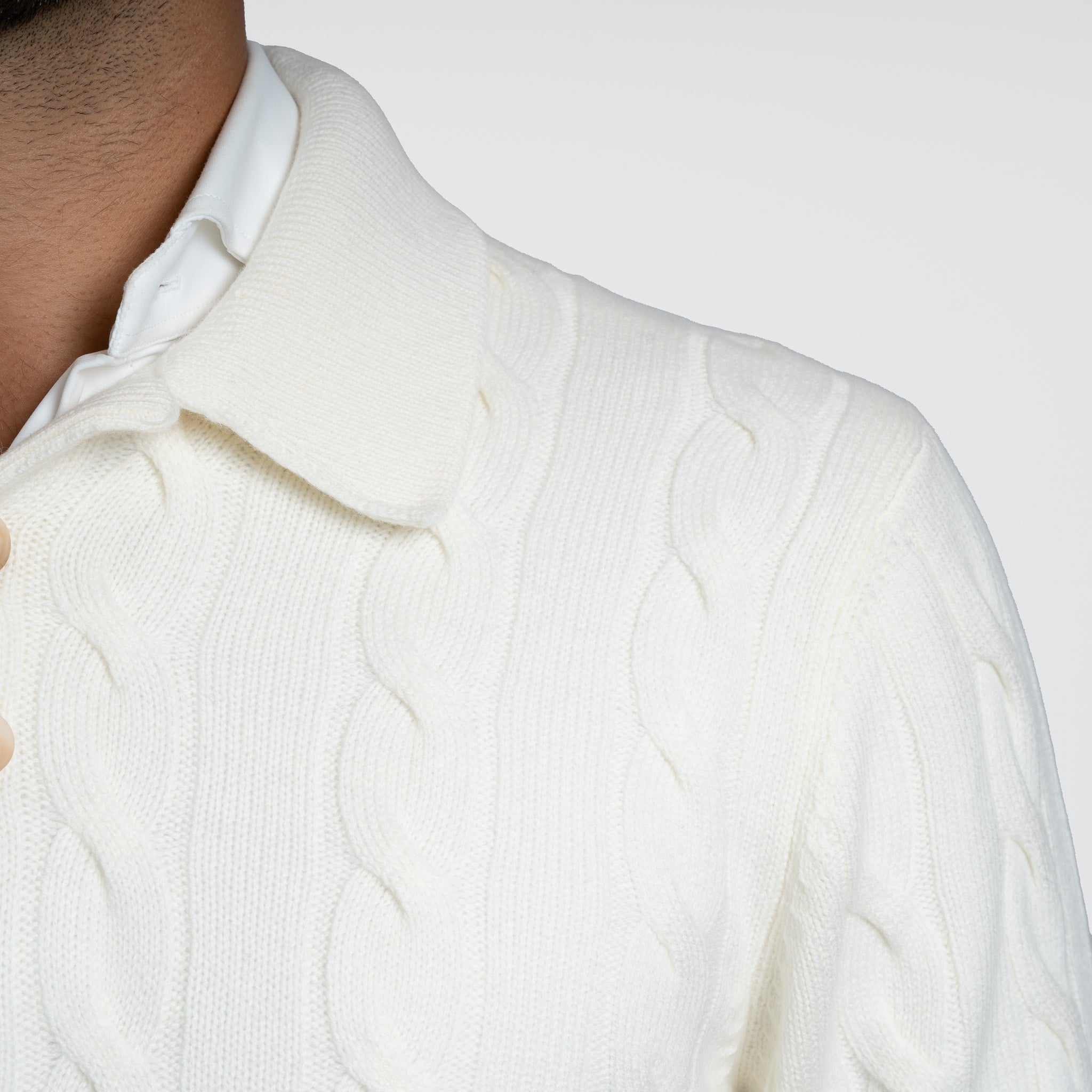 Gran Sasso Gebreide Polo Lange Mouwen Crème | Cashmere Blend